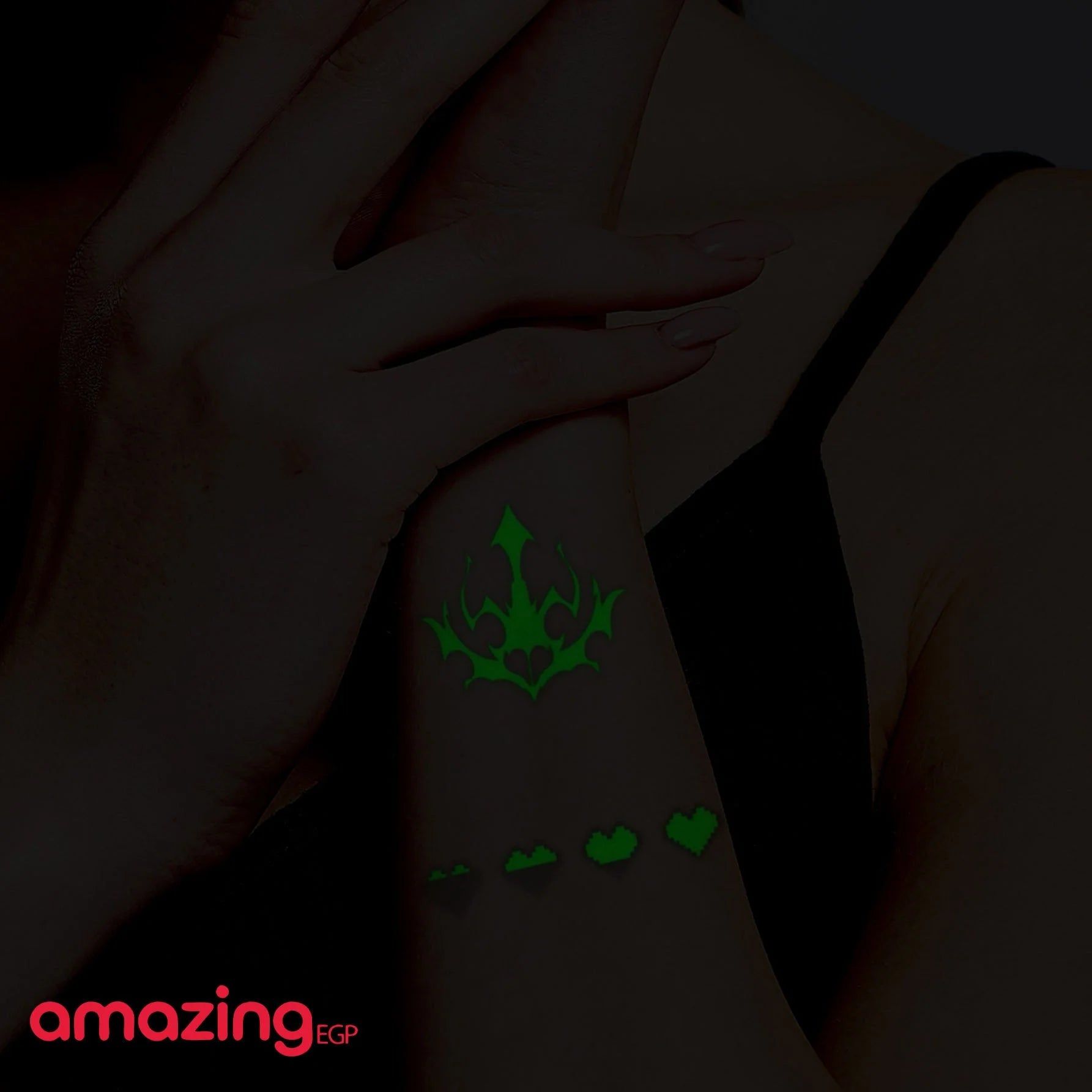 تتوهج في الظلامملصق وشم مضيئ الاحتفالات الصاخبة تاتو مزيف بالاشعة فوق البنفسجية يضئ فى الظلام لمستلزمات الحفلات للنساء والاطفال نمط قلب | تاتوة مضيئ تاتوه تاتوه_للجسم ملصق وشم وشم وشم مضيئ | amazingEGP