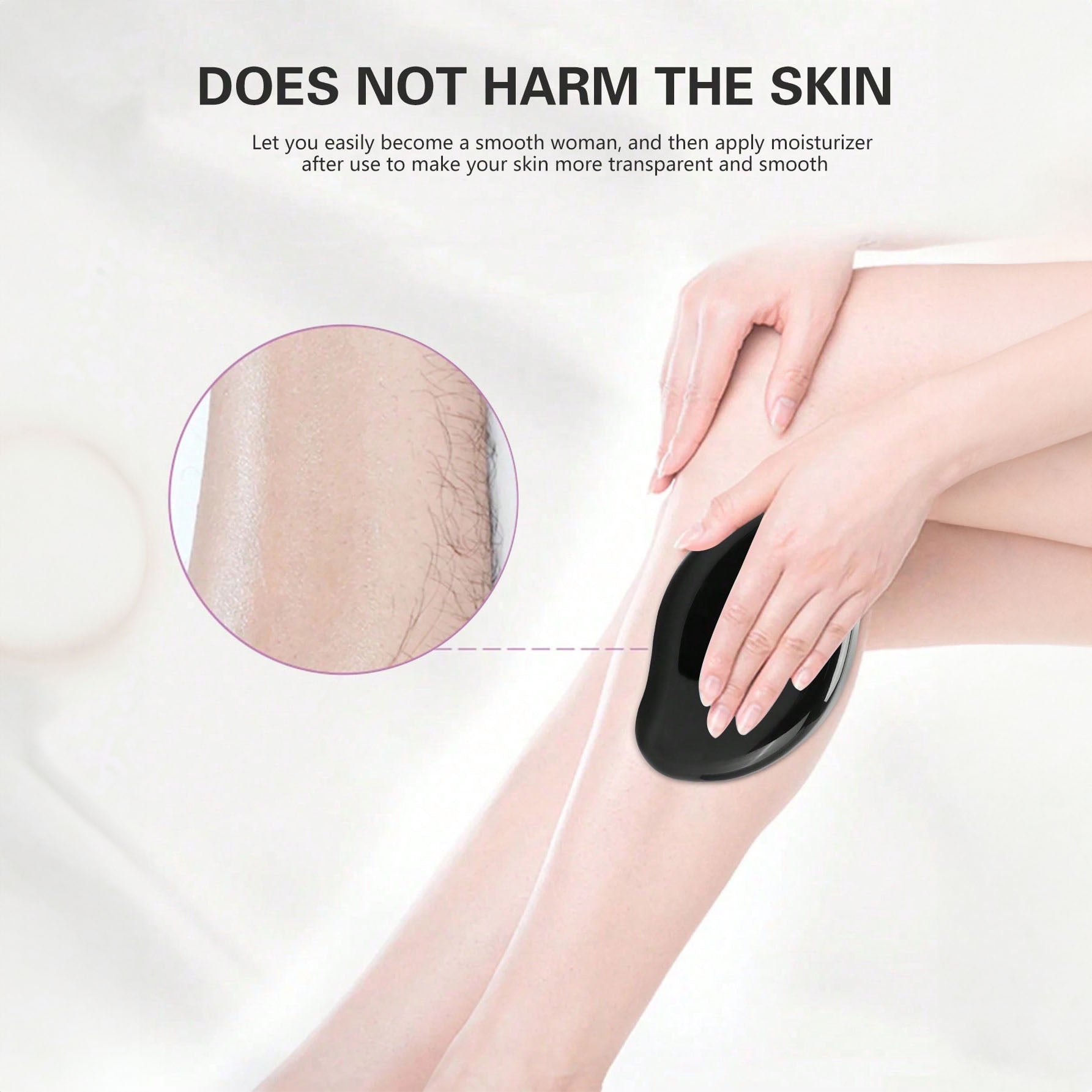ممحاة شعر كريستالية للنساء والرجال ، قابلة لاعادة الاستخدام لازالة الشعر وتقشير الشعر بدون الم، اداة ازالة الشعر السحرية للظهر والذراعين والساقين- اسود