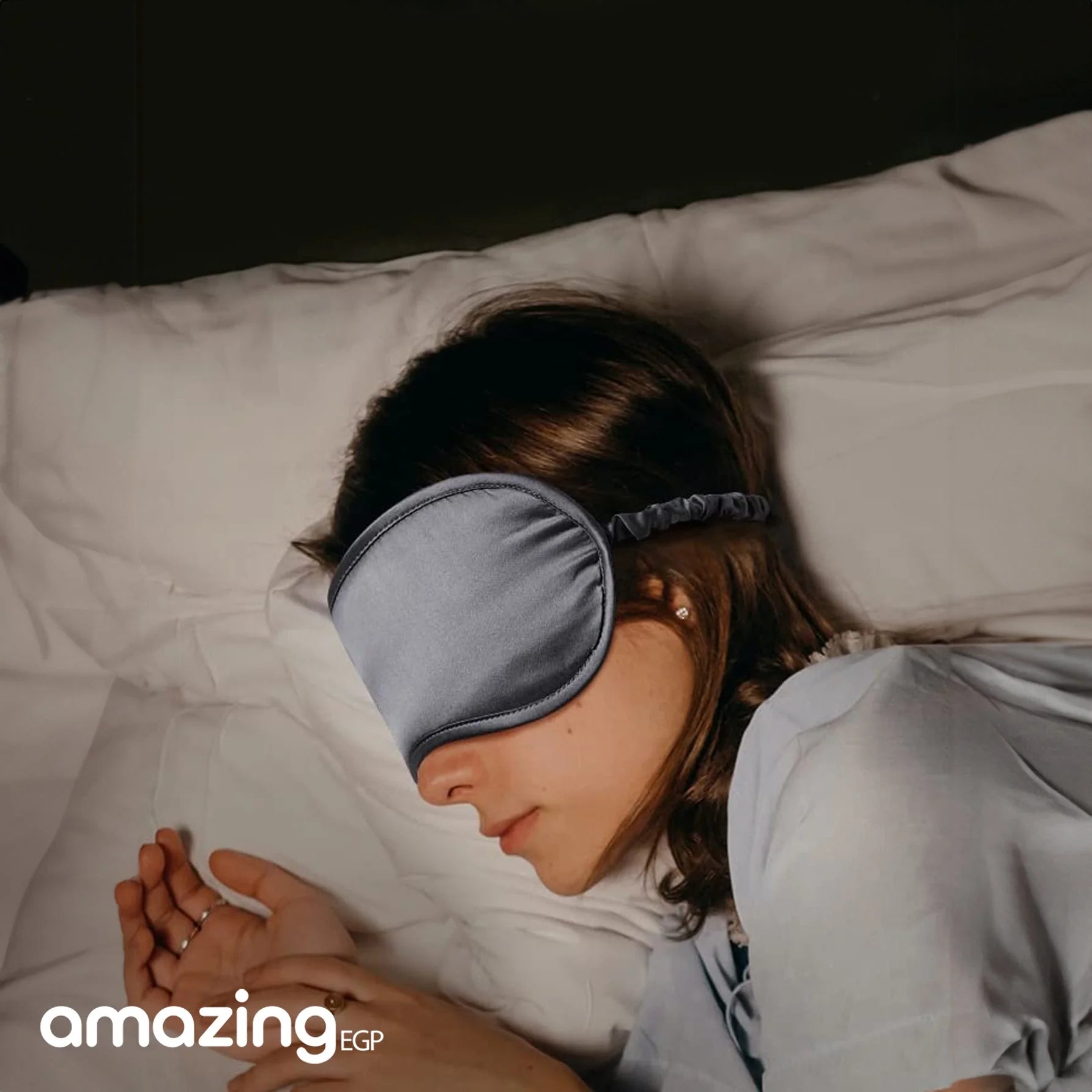 قناع حريري مريح لتغطية العين اثناء النوم عصابة ناعمة من الحرير الطبيعي لتغطية العين اثناء السفر - رمادي | sleeping mask النوم غطاء عين قناع قناع للنوم لنوم مريح ماسك نوم نوم نوم مريح | amazingEGP