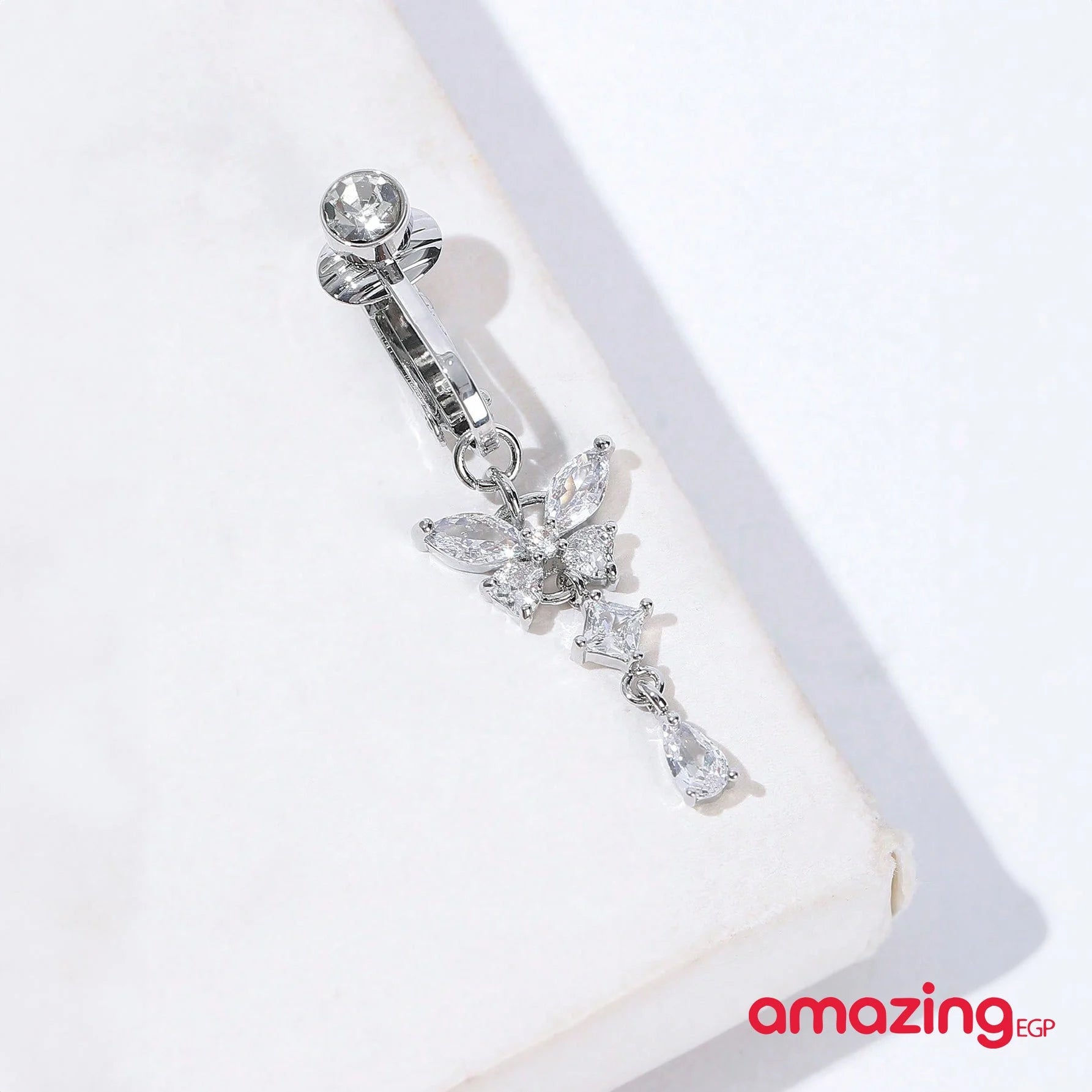 حلقة سرة بطن حجر الراين زخرفة فراشة للنساء الى اليومي خاتم سرة البطن من الستيل الجراحي لا يسبب الحساسية خاتم سرة البطن للنساء -  قطعة واحدة | Copper Nose Cuff Copper اقراط انف البطن السره الصرة بدون ثقوب بدون خرم بيرسنج بيرسنج شفاه حلقة أنف حلقة الصرة سرة