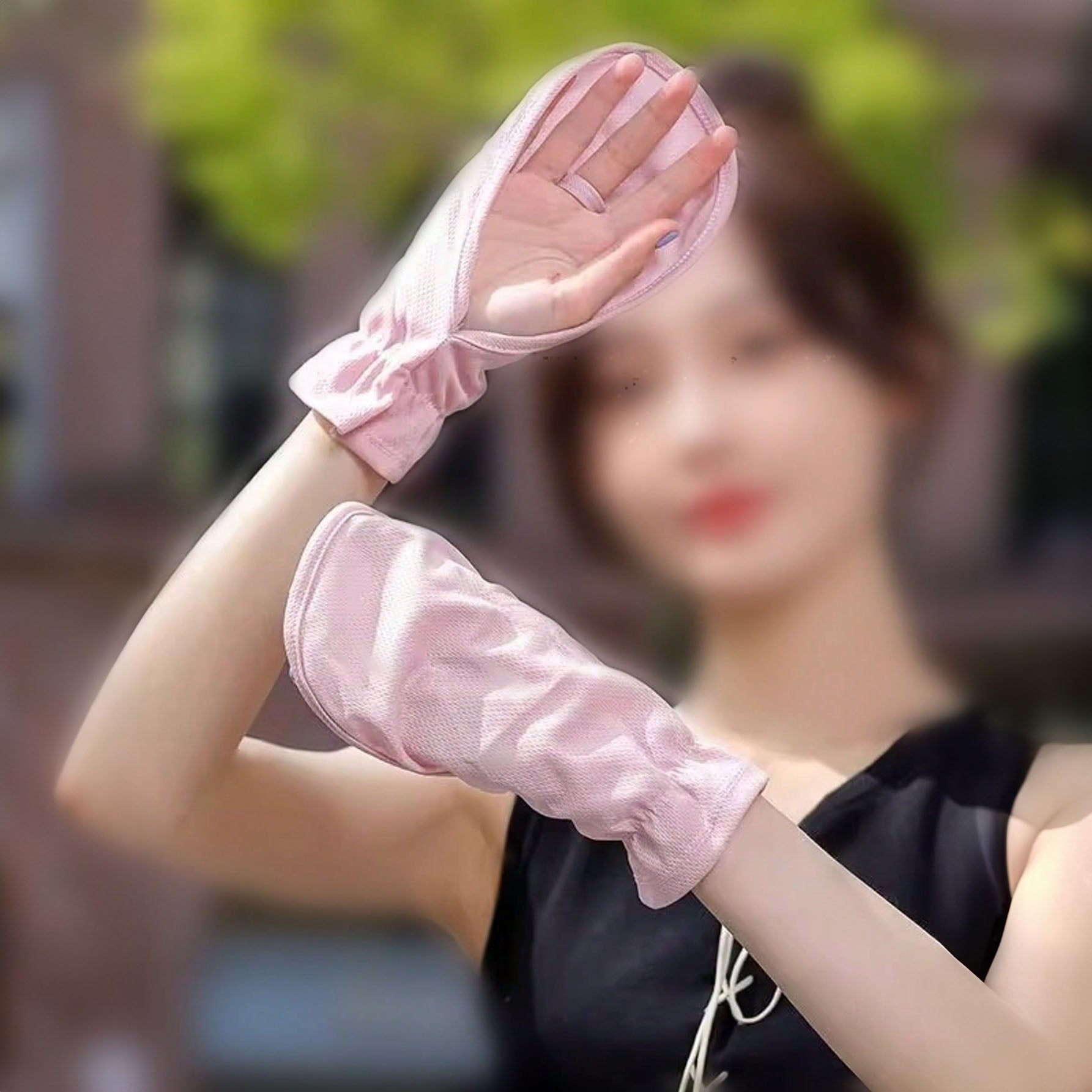 قفازات صيفية بدون أصابع للقيادة – حماية من الشمس والأشعة فوق البنفسجية قفازات يد واقية من أشعة الشمس والأشعة فوق البنفسجية - بينك