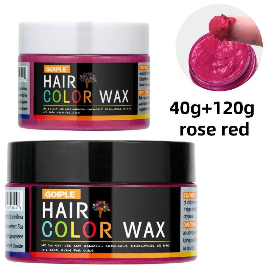 شمع شعر مؤقت للون طويل الأمد من GOIPLE ، كريم صبغة شعر سهل الغسيل ، آمن للبشرة والشعر ، ملون للحية ، عجينة للتصفيف للحفلات اليومية وتنكر الرجال والنساء  | حجم 40 جرام (روز أحمر)