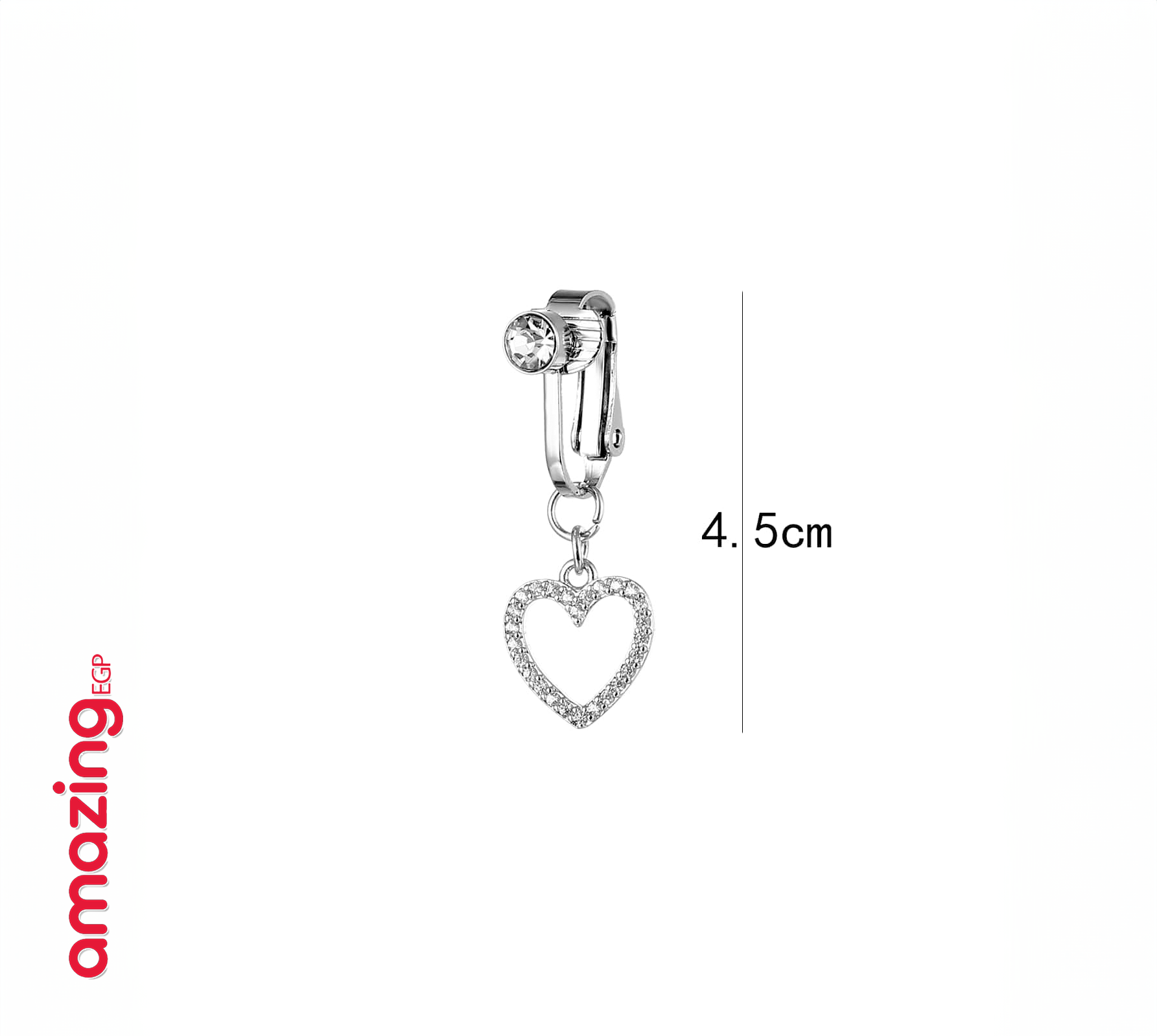 خاتم السرة من الفولاذ المقاوم للصدأ خاتم الموضة شكل القلب مكعب زركونيا غير خارقة سرة البطن للنساء ، مجوهرات ثقب البطن الكلاسيكية للارتداء اليومي | قطعة واحدة | فضي