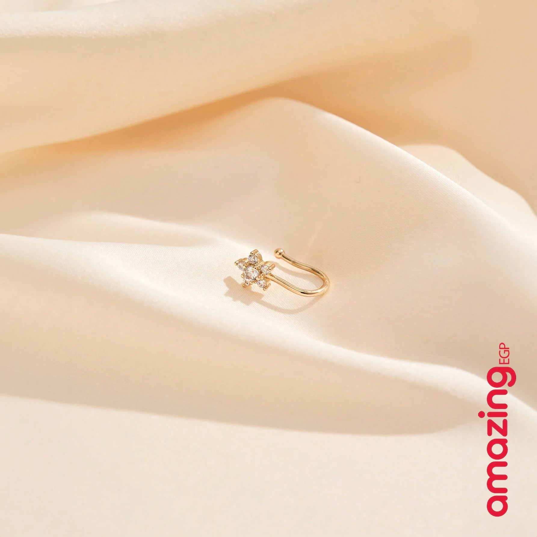 بيرسنج أنف بدون ثقب بدون اخرام من الفولاذ المقاوم للصدأ لا تسبب الحساسية لا حاجة للخرم مكعب زركونيا مزخرف بزهر حلية أنف نحاس كريستال البونك غير مثقوبة للرجال والنساء تثبت بدون ثقب او خرم - ذهبي | Copper Nose Cuff Copper اقراط انف بدون ثقوب بدون خرم بيرسنج