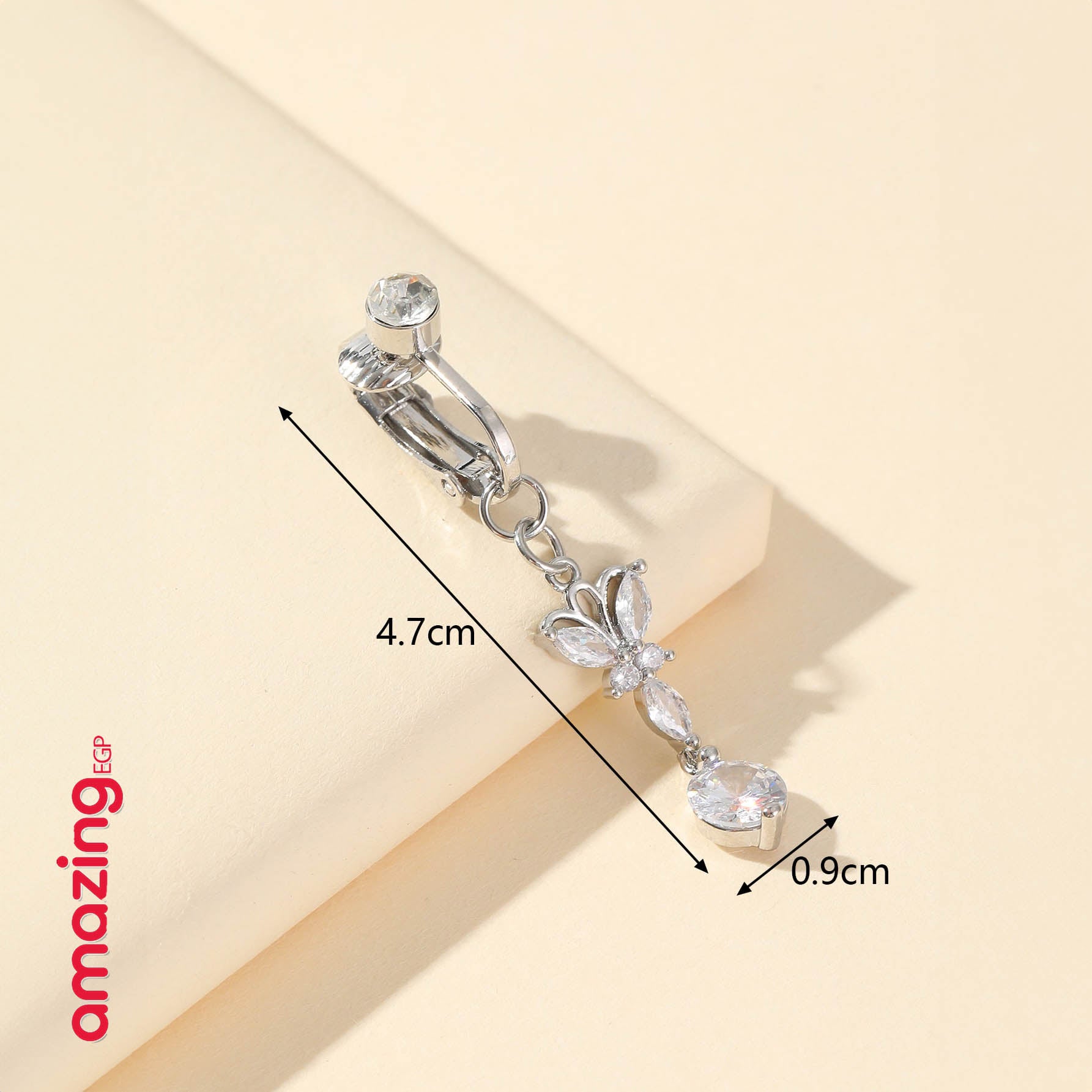 خاتم السرة من الفولاذ المقاوم للصدأ قطعة واحدة ثقب مزيف حلقة سرة بطن مع وردي بتصميم فراشة الى للنساء مجوهرات نحاس مجوهرات غير خارقة سرة البطن للنساء ، مجوهرات ثقب البطن مشبك | قطعة واحدة | فضي