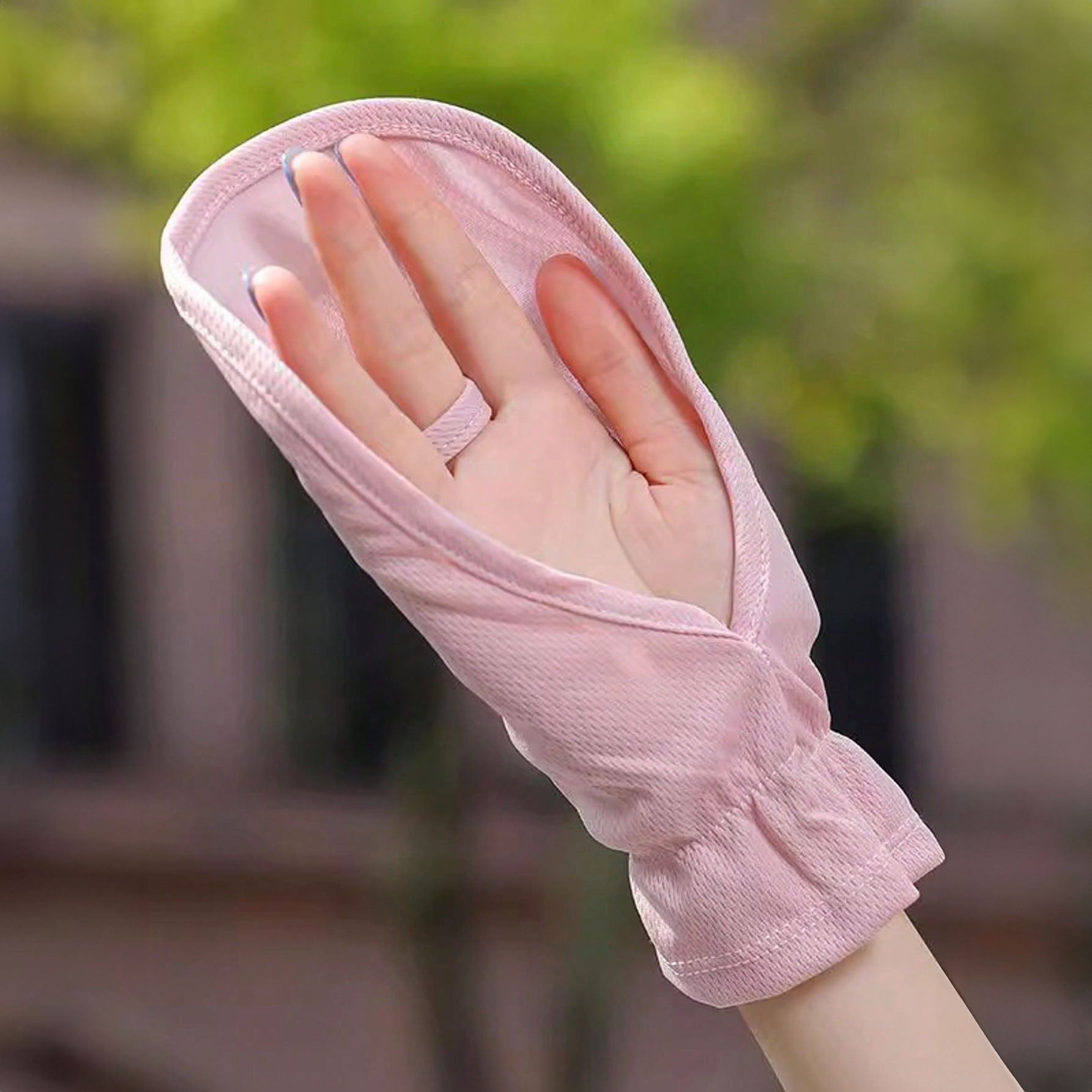 قفازات صيفية بدون أصابع للقيادة – حماية من الشمس والأشعة فوق البنفسجية قفازات يد واقية من أشعة الشمس والأشعة فوق البنفسجية - بينك