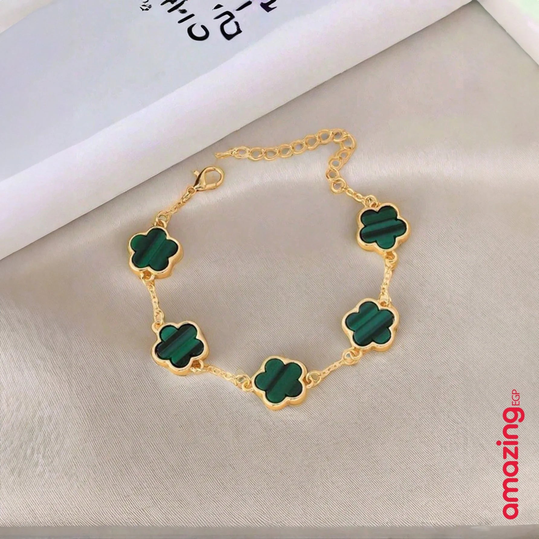 خلخال سوار كاحل معدني سوار الكاحل للنساء مع ورقة الشامروك الحظ فريد وأنيق باللون الذهبيبتصميم زهرة البرسيم الاربعة للنساء موضة وبساطة - ورقة الشامروك | اساور كاحل اسورة ثعبان خلخال خلخال للقدم خلخال مضئ ذهب رقص زهرة البرسيم لولى مجوهرات نجمة | amazingEGP