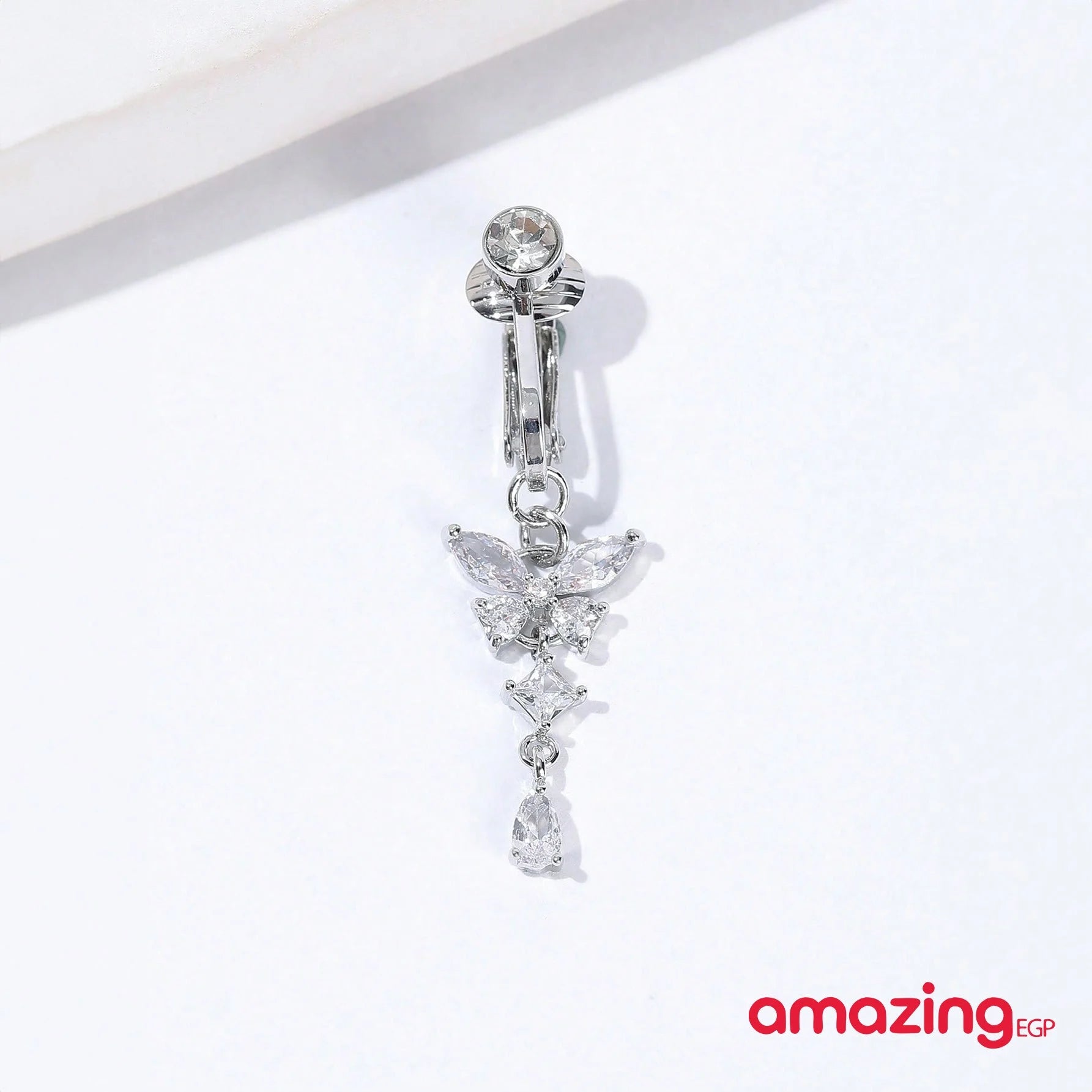 حلقة سرة بطن حجر الراين زخرفة فراشة للنساء الى اليومي خاتم سرة البطن من الستيل الجراحي لا يسبب الحساسية خاتم سرة البطن للنساء -  قطعة واحدة | Copper Nose Cuff Copper اقراط انف البطن السره الصرة بدون ثقوب بدون خرم بيرسنج بيرسنج شفاه حلقة أنف حلقة الصرة سرة