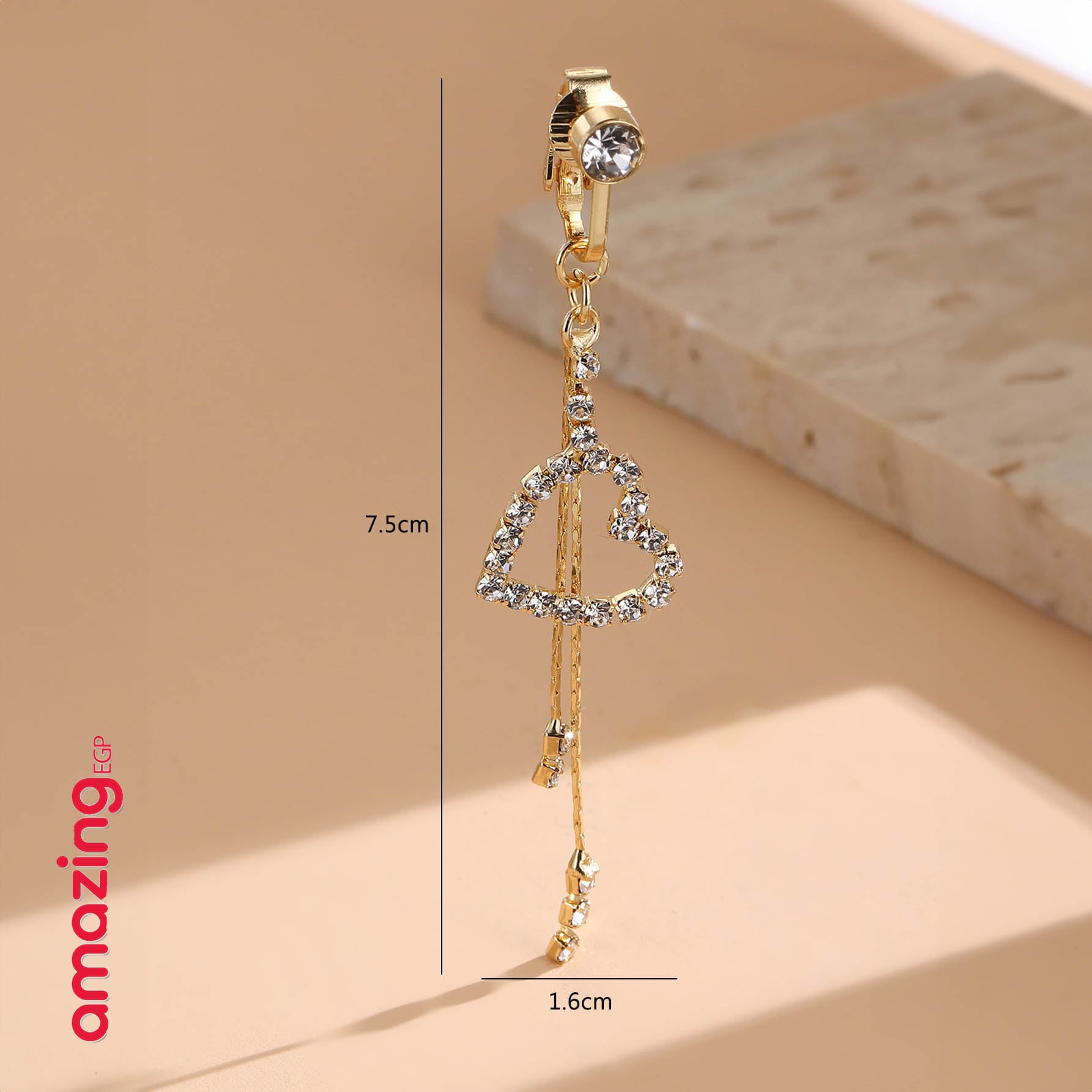 خاتم السرة من الفولاذ المقاوم للصدأ خاتم الموضة شكل القلب مكعب زركونيا غير خارقة سرة البطن للنساء ، مجوهرات ثقب البطن الكلاسيكية للارتداء اليومي | قطعة واحدة | ذهبي