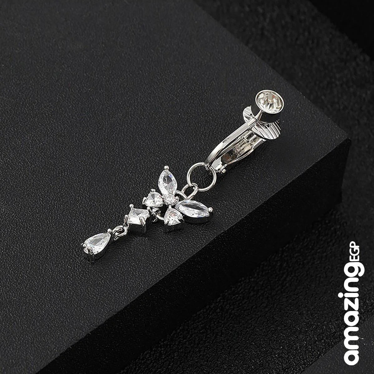 حلقة سرة بطن حجر الراين زخرفة فراشة للنساء الى اليومي خاتم سرة البطن من الستيل الجراحي لا يسبب الحساسية خاتم سرة البطن للنساء -  قطعة واحدة | Copper Nose Cuff Copper اقراط انف البطن السرة السره الصرة بدون ثقوب بدون خرم بيرسنج بيرسنج شفاه حلقة أنف حلقة الص