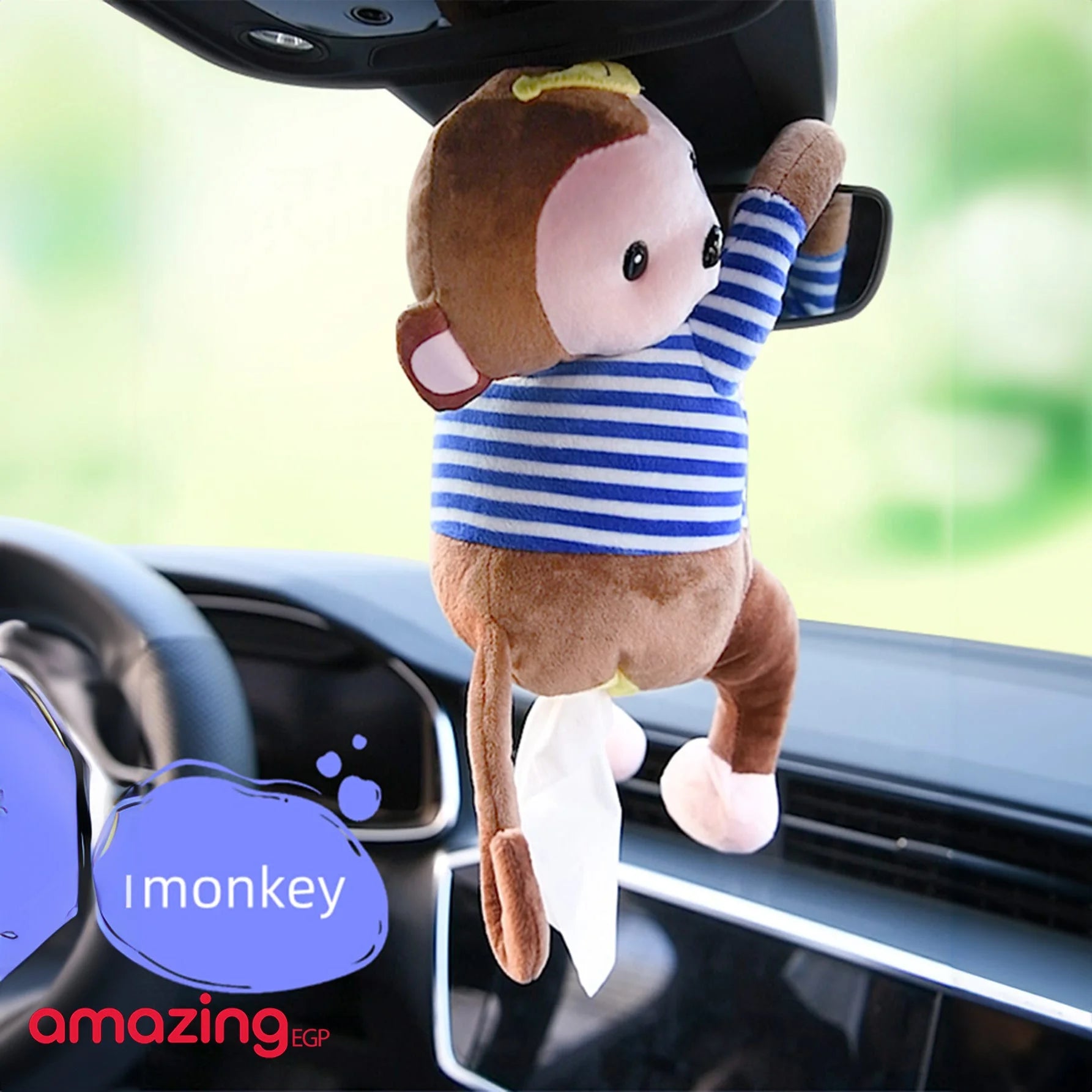 علبة مناديل ورقية بتصميم قرد مبتكر غطاء مناديل كرتوني صندوق مناديل ورقية لتخزين المناديل الورقية للسيارة والمنزل والحمام | السيارات تنظيف_السيارة سيارات سيارة عربيات علاقة كرسي كرسي السيارة لوازم سيارة منظم جاني | amazingEGP