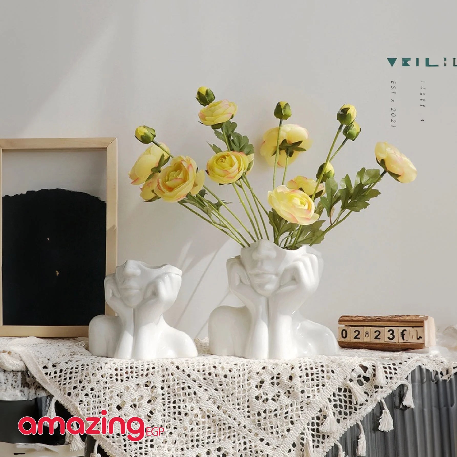 مزهرية وجه سيراميك بيضاء مزهرية نصف جسم على شكل رأس أنثى مزهرية بوهو نسوية بسيطة مزهرية زهور عصرية على الطراز الاسكندنافي للمنزل وغرفة المعيشة والمكتب وديكور رف الكتب ابيض | امراه تمثال تمثال مكتب ديكور ديكور_مكتب ديكور_منزل نصف راس | amazingEGP