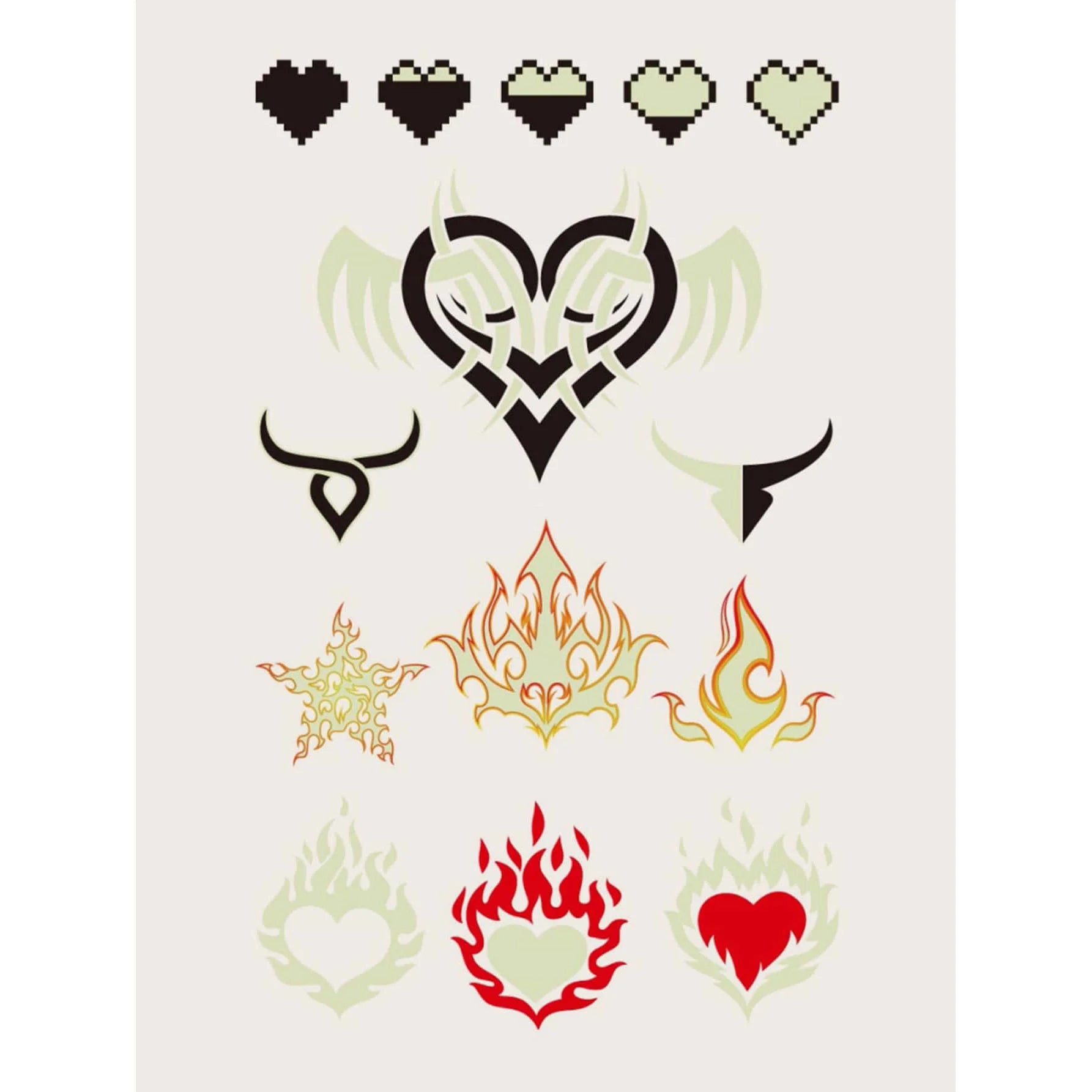 تتوهج في الظلامملصق وشم مضيئ الاحتفالات الصاخبة تاتو مزيف بالاشعة فوق البنفسجية يضئ فى الظلام لمستلزمات الحفلات للنساء والاطفال نمط قلب | تاتوة مضيئ تاتوه تاتوه_للجسم ملصق وشم وشم وشم مضيئ | amazingEGP