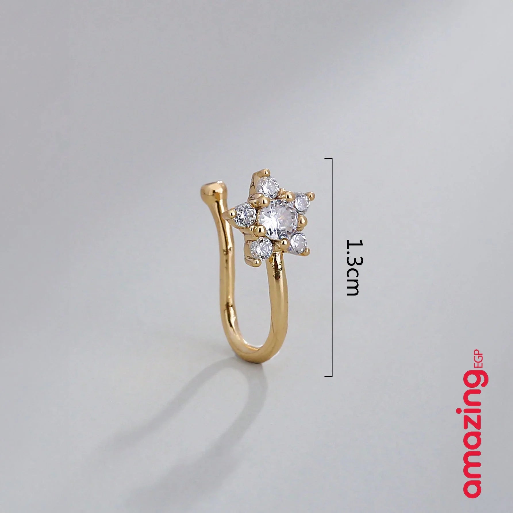 بيرسنج أنف بدون ثقب بدون اخرام من الفولاذ المقاوم للصدأ لا تسبب الحساسية لا حاجة للخرم مكعب زركونيا مزخرف بزهر حلية أنف نحاس كريستال البونك غير مثقوبة للرجال والنساء تثبت بدون ثقب او خرم - ذهبي | Copper Nose Cuff Copper اقراط انف بدون ثقوب بدون خرم بيرسنج