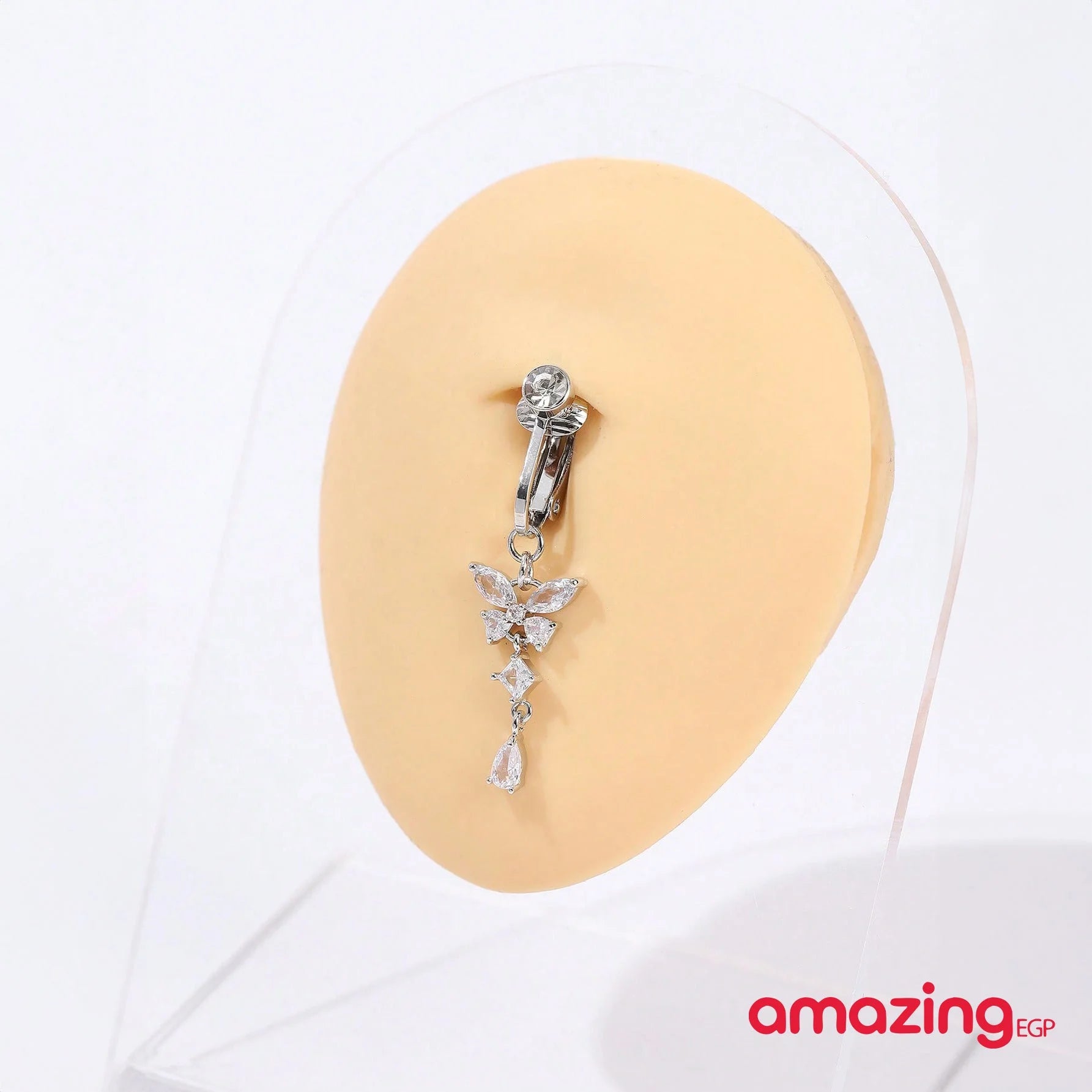 حلقة سرة بطن حجر الراين زخرفة فراشة للنساء الى اليومي خاتم سرة البطن من الستيل الجراحي لا يسبب الحساسية خاتم سرة البطن للنساء -  قطعة واحدة | Copper Nose Cuff Copper اقراط انف البطن السره الصرة بدون ثقوب بدون خرم بيرسنج بيرسنج شفاه حلقة أنف حلقة الصرة سرة