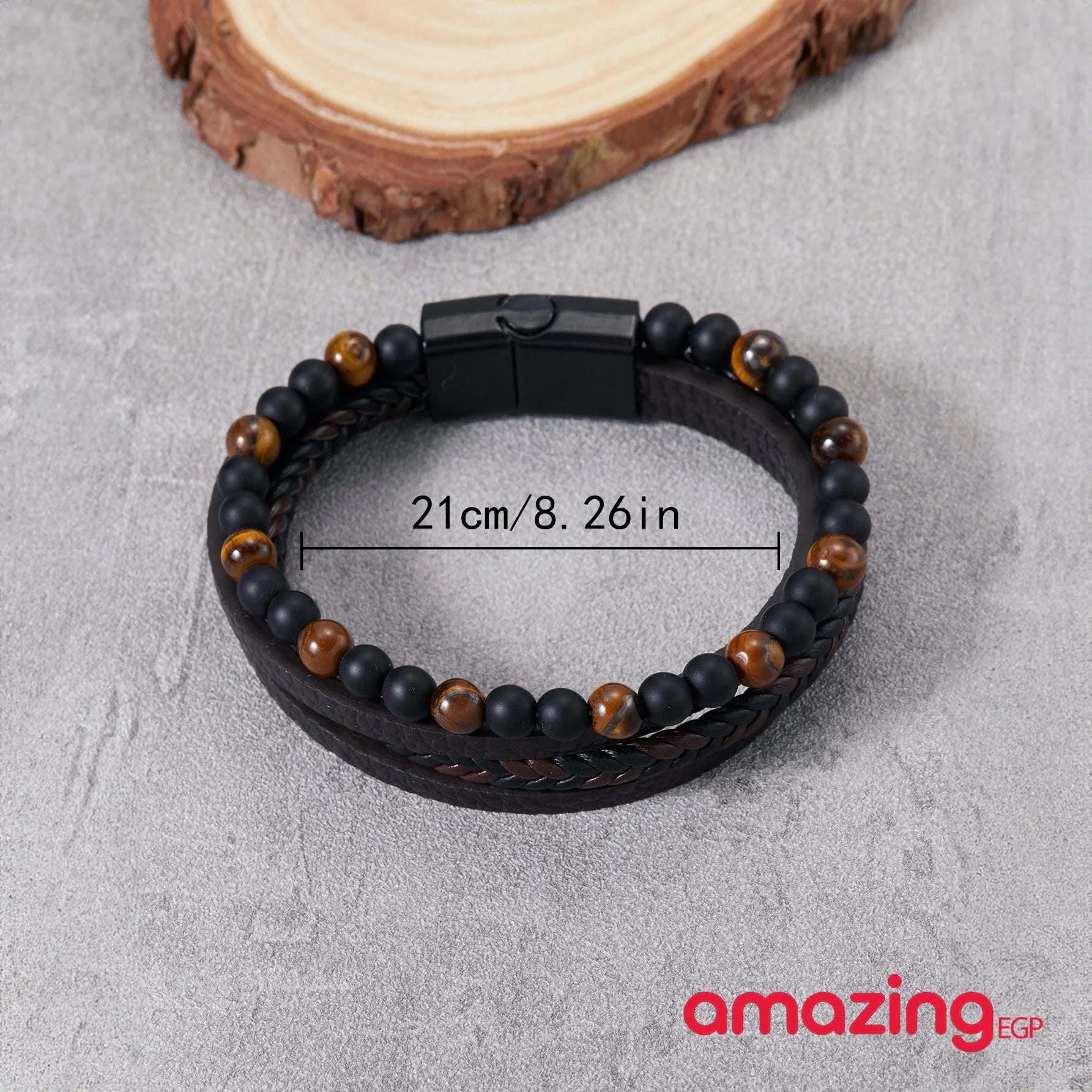 سوار مطرز متعدد الطبقات مضفور جلد صناعي للرجال سوار للجنسين إسورة مضفرةمن الاحجار الكريمة الطبيعية من احجار كريمة فاخر للرجال والنساء منسوجة زخرفة اليدوية | اساور اسد اسورة اكسسوارات الرجال حظاظة سوار | amazingEGP