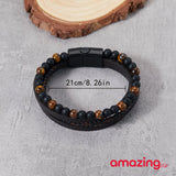 سوار مطرز متعدد الطبقات مضفور جلد صناعي للرجال سوار للجنسين إسورة مضفرةمن الاحجار الكريمة الطبيعية من احجار كريمة فاخر للرجال والنساء منسوجة زخرفة اليدوية | اساور اسد اسورة اكسسوارات الرجال حظاظة سوار | amazingEGP