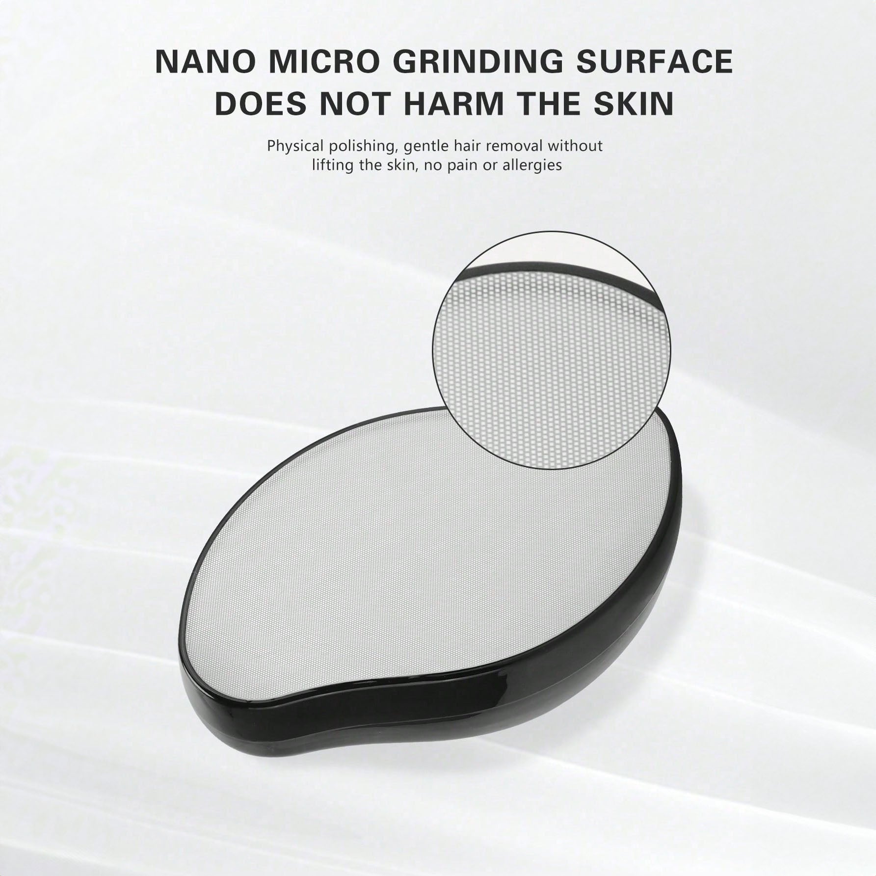 ممحاة شعر كريستالية للنساء والرجال ، قابلة لاعادة الاستخدام لازالة الشعر وتقشير الشعر بدون الم، اداة ازالة الشعر السحرية للظهر والذراعين والساقين- اسود