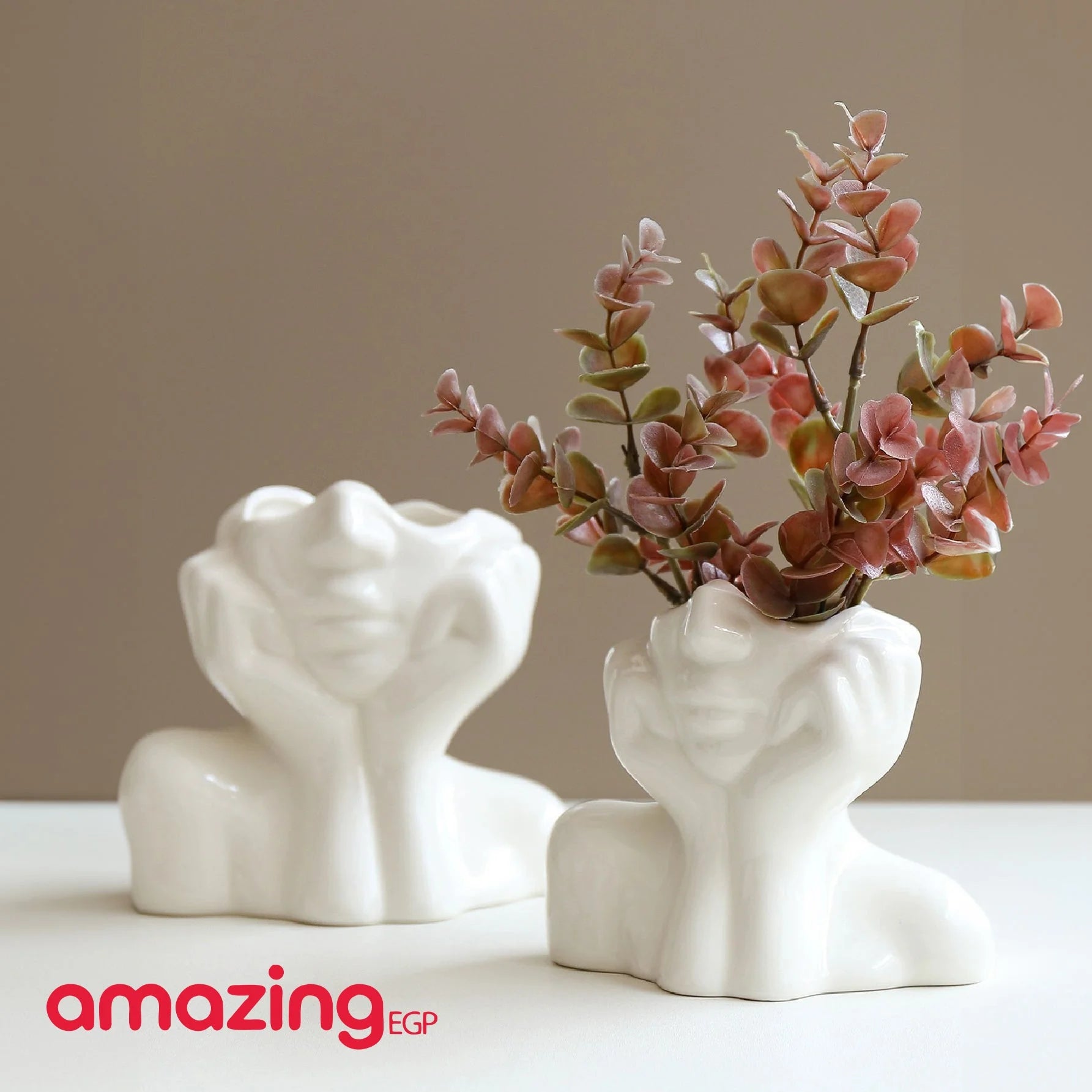 مزهرية وجه سيراميك بيضاء مزهرية نصف جسم على شكل رأس أنثى مزهرية بوهو نسوية بسيطة مزهرية زهور عصرية على الطراز الاسكندنافي للمنزل وغرفة المعيشة والمكتب وديكور رف الكتب ابيض | امراه تمثال تمثال مكتب ديكور ديكور_مكتب ديكور_منزل نصف راس | amazingEGP