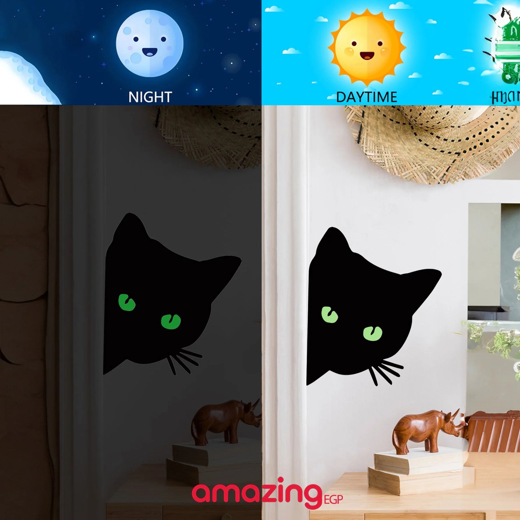 ملصق حائط مضيء على شكل قطة يتوهج في الظلام القط اللعب الحيوان نمط ملصقات جدار مفتاح الإضاءة فن الديكور جدارية لصق | امراه بسه تمثال تمثال مكتب ديكور ديكور غرف ديكور_مكتب ديكور_منزل قطة ملصق حائط | amazingEGP
