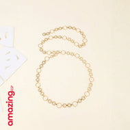 حزام خصر سلسلة دوائر مجوّفة – ذهبي مزدان بحجر الراين | قابل للتعديل للحفلات واللوك اليومي