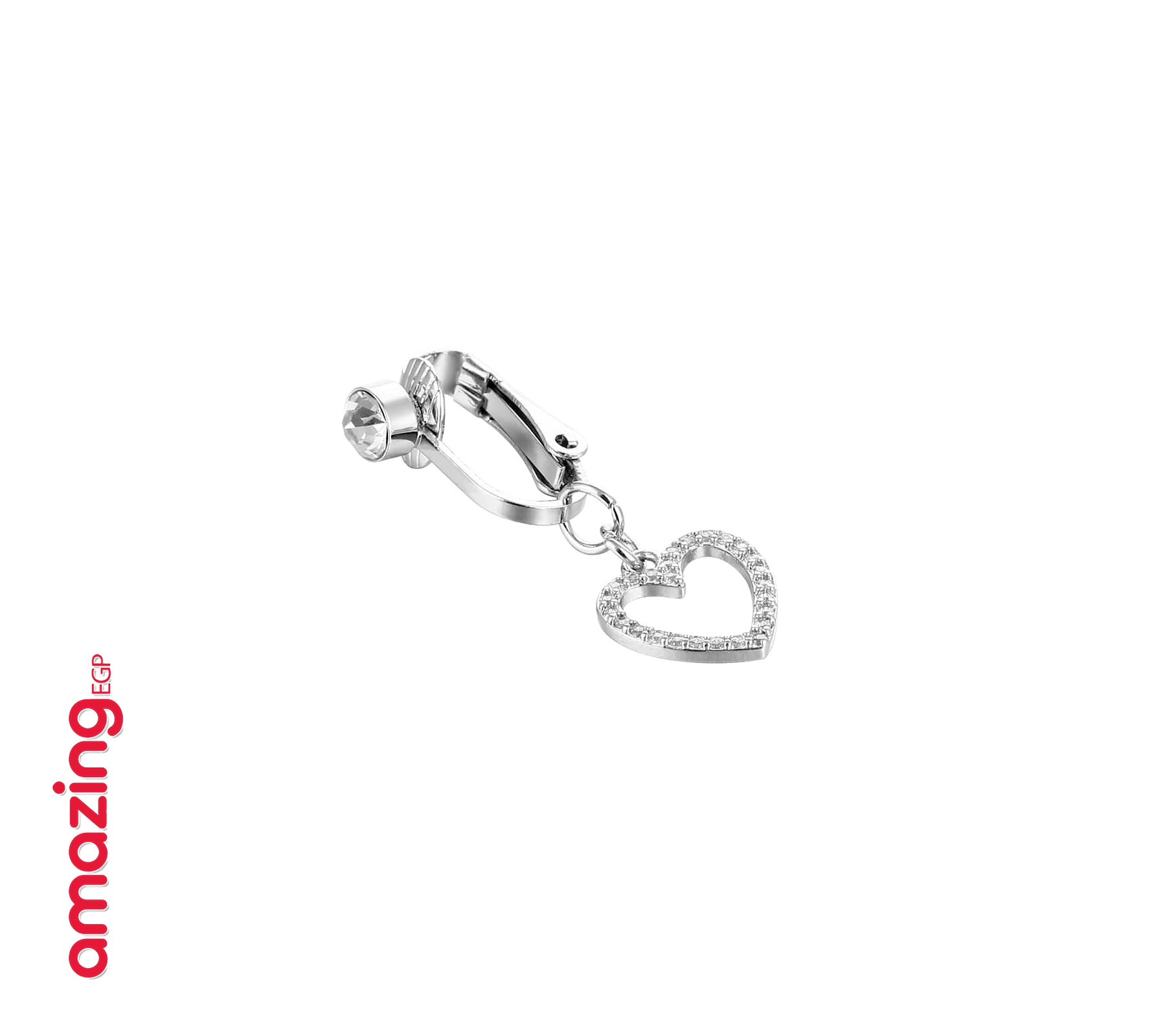 خاتم السرة من الفولاذ المقاوم للصدأ خاتم الموضة شكل القلب مكعب زركونيا غير خارقة سرة البطن للنساء ، مجوهرات ثقب البطن الكلاسيكية للارتداء اليومي | قطعة واحدة | فضي