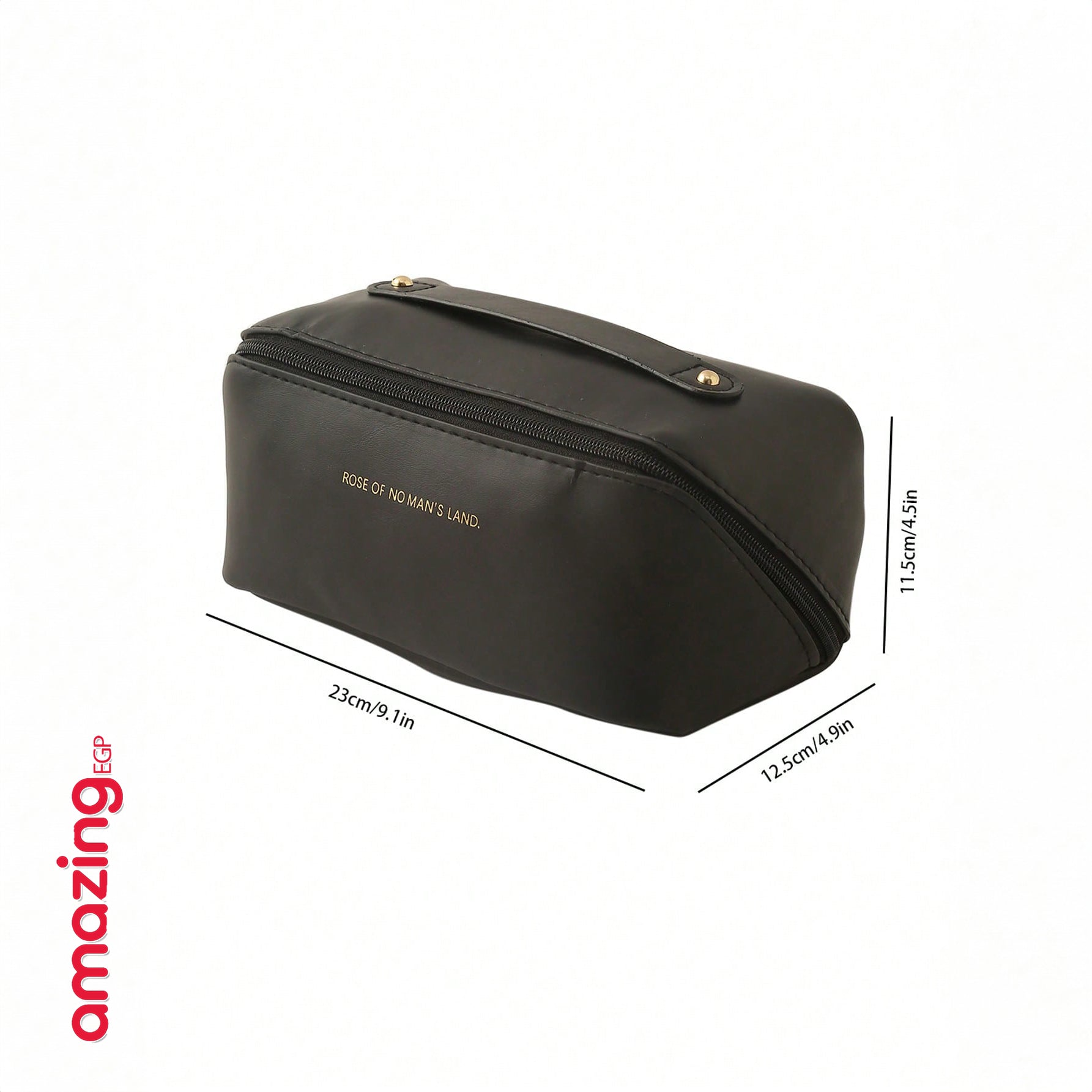 حقيبة تخزين متعددة الوظائف من جلد البولي يوريثين، بسعة كبيرة لتخزين المكياج وأدوات النظافة، مثالية للسفر | قطعة واحدة - جلد صناعي اسود