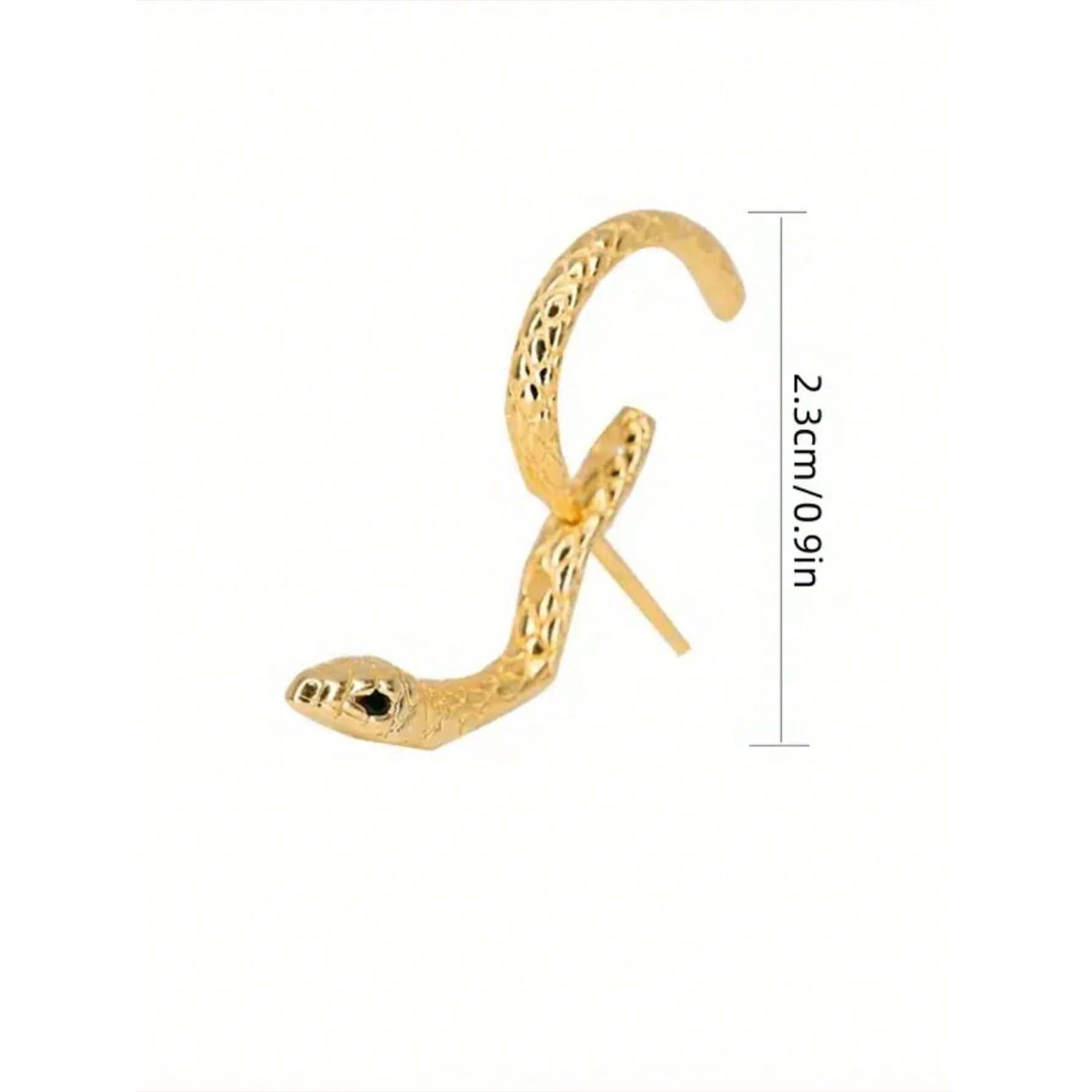 بيرسنج للاذن من الفولاذ المقاوم للصدأ لا تسبب الحساسية أقراط حلق غريبة الشكل على شكل ثعبان أمامي وخلفي للنساء - A450