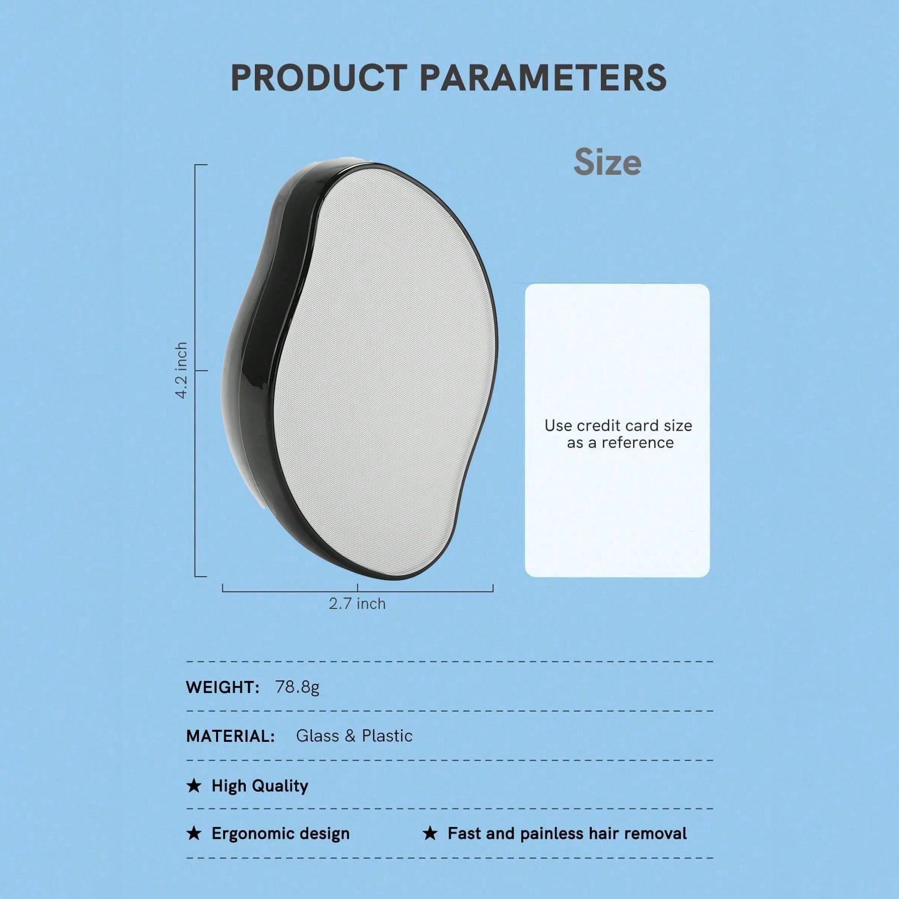 ممحاة شعر كريستالية للنساء والرجال ، قابلة لاعادة الاستخدام لازالة الشعر وتقشير الشعر بدون الم، اداة ازالة الشعر السحرية للظهر والذراعين والساقين- اسود