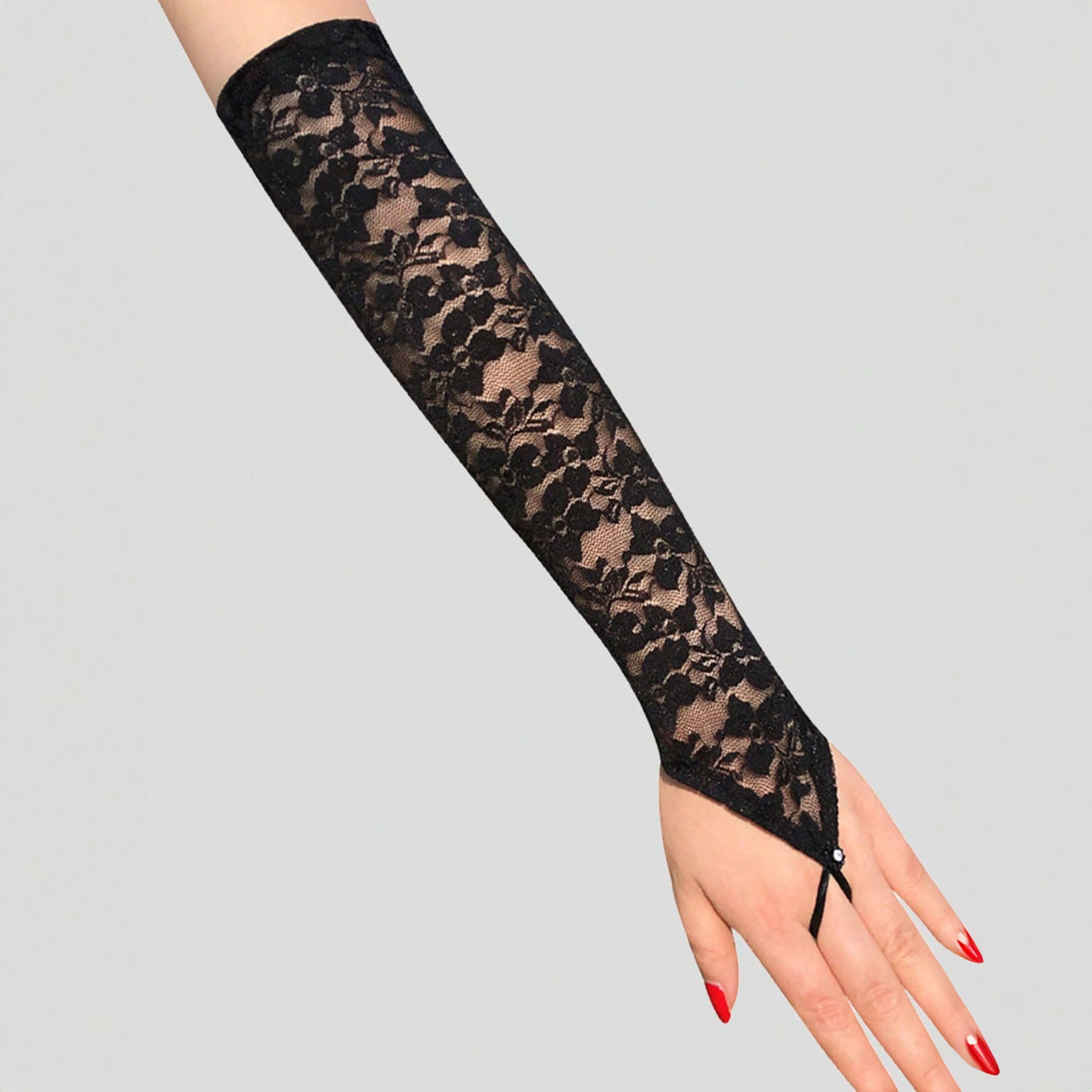 زوج من القفازات الطويلة بدون أصابع للنساء،  قفازات دانتيل فاخرة بدون أصابع – إكسسوار أنيق لفستان الزفاف أو المناسبات