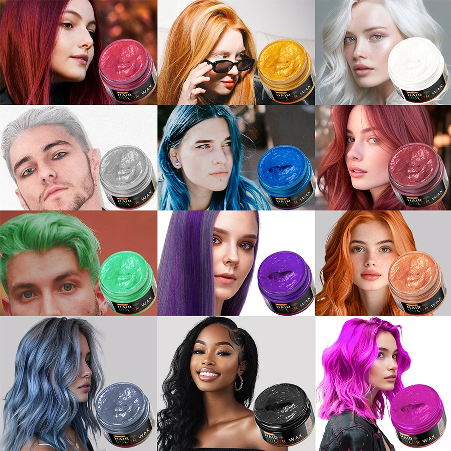 شمع شعر مؤقت للون طويل الأمد من GOIPLE ، كريم صبغة شعر سهل الغسيل ، آمن للبشرة والشعر ، ملون للحية ، عجينة للتصفيف للحفلات اليومية وتنكر الرجال والنساء  | حجم 40 جرام (روز أحمر)