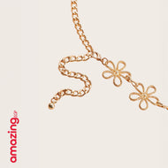 سلسلة خصر/جسم بوهيمية معدنية مجوّفة بشكل زهور – متعددة الطبقات باللون الذهبي