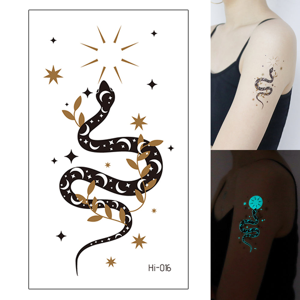 تتوهج في الظلام ،ملصق وشم طقم , نمط ثعبان وشم يمكن التخلص منه للنساء، لامع ضد للماء مع عطر منعش تصميم و يدوم طويلا , لطيفة ملصقات الوشم بالغ يضئ فى الظلام , للنساء و بنات - ( Hi_016)