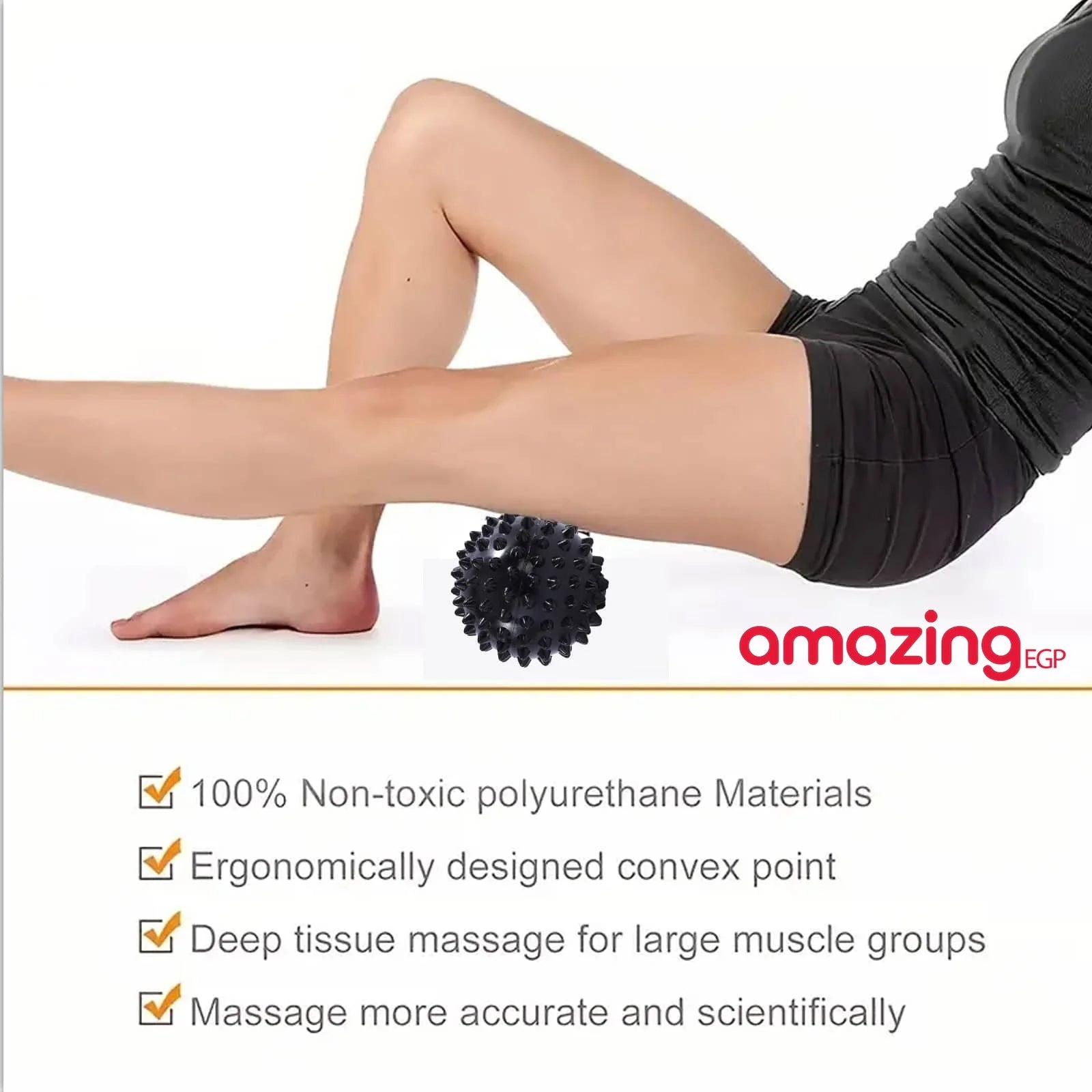 كرة تدليك بنتوءات مدببة من بلاستيك بي في سي لتدليك العضلات وتمرين اليد والقدم كرة تدليك لتخفيف آلام اليد والقدم كرة محمولة للعلاج الطبيعي - اسود | العلاج الطبيعي العناية بالقدم المساج كرة مساج مساج | amazingEGP