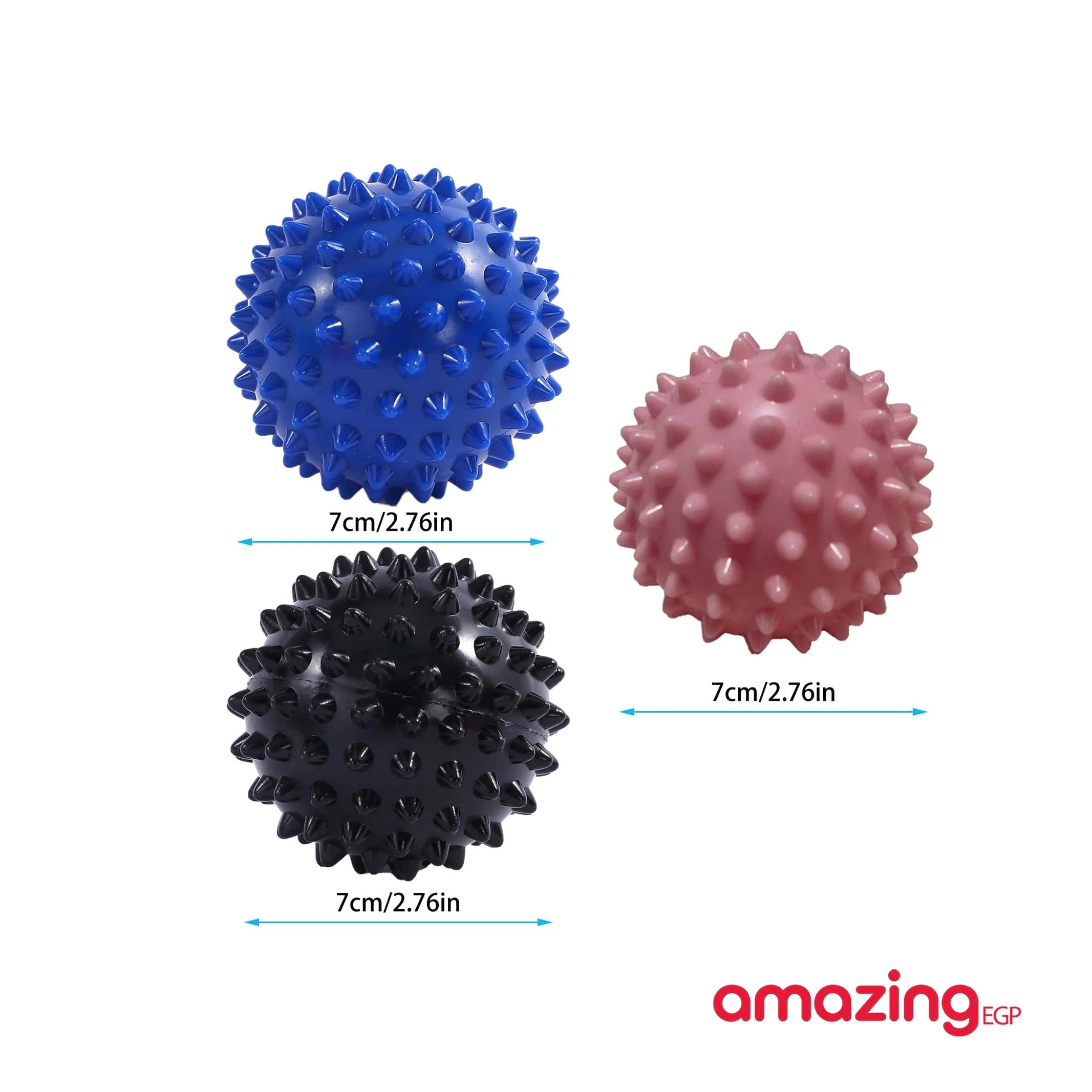 كرة تدليك بنتوءات مدببة من بلاستيك بي في سي لتدليك العضلات وتمرين اليد والقدم كرة تدليك لتخفيف آلام اليد والقدم كرة محمولة للعلاج الطبيعي - اسود | العلاج الطبيعي العناية بالقدم المساج كرة مساج مساج | amazingEGP