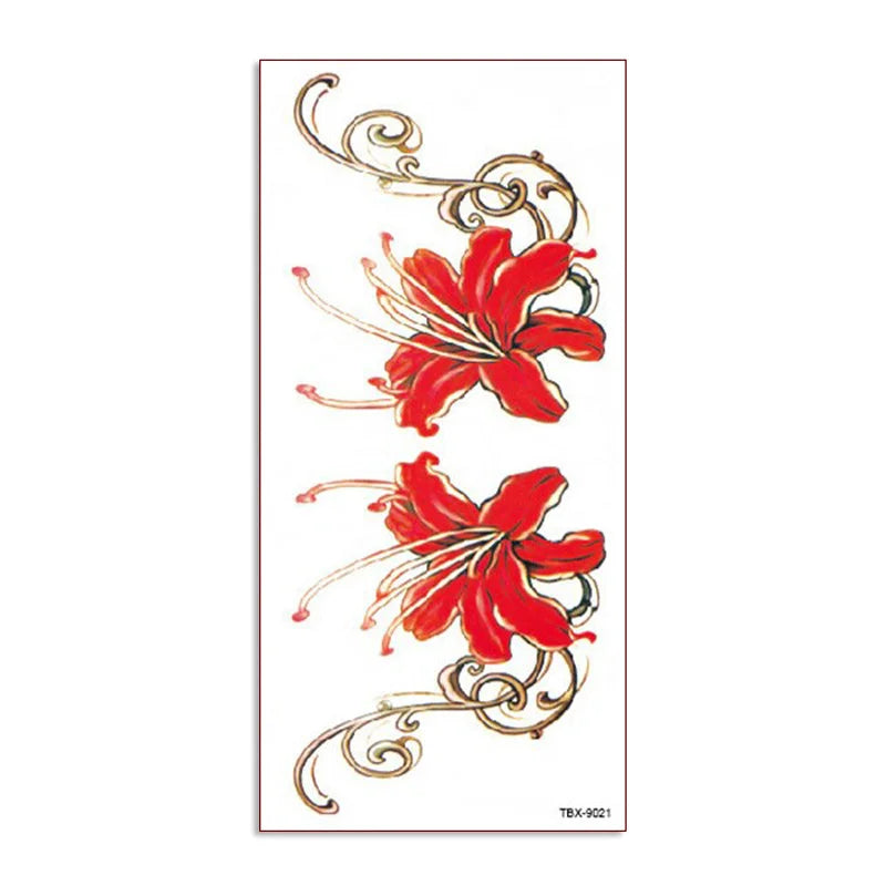 ملصق وشم مقاوم للماء يدوم طويلا نمط الازهار وشم يمكن التخلص منه للنساء حقيقي ملصق وشم زهرة للنساء و بنات لمستلزمات الحفلات للنساء والاطفال الازهار | تاتوة مضيئ تاتوه تاتوه_للجسم ملصق وشم وشم وشم مضيئ | amazingEGP