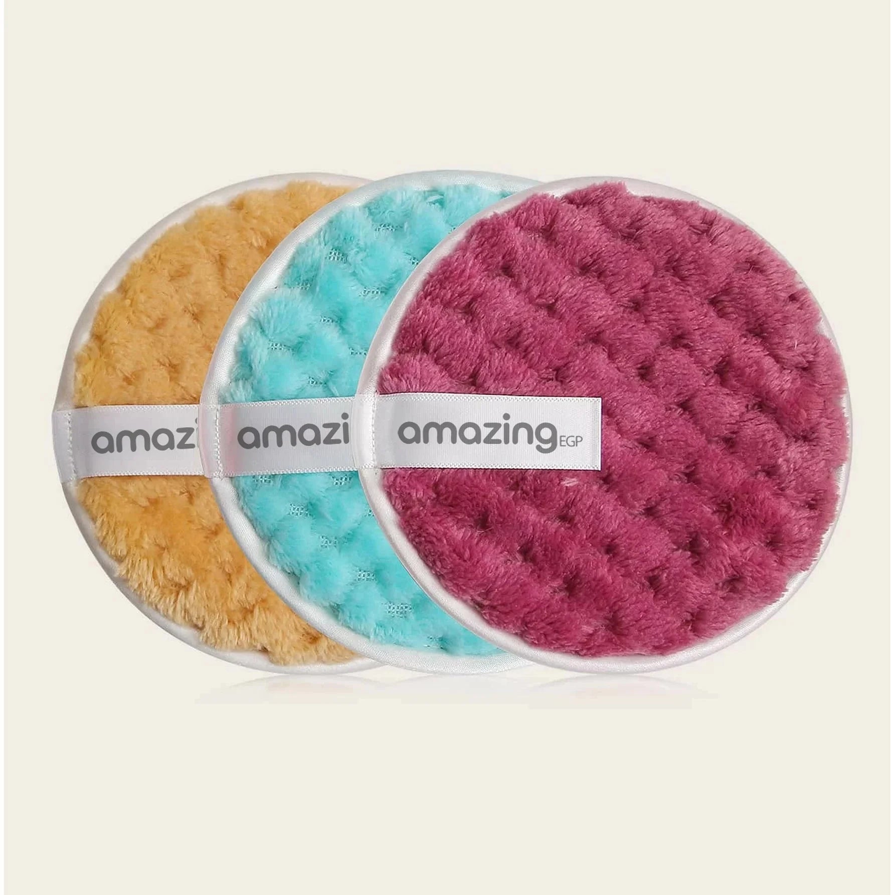 اسفنجة لإزالة المكياج قابلة لإعادة الاستخدام و قابل للغسل | ناعمة للوجه من الألياف الدقيقة | فرك الأوساخ والمكياج - 3 قطع | ازالة المكياج العناية بالوجة العناية_الشخصية الوجه مكياج | amazingEGP