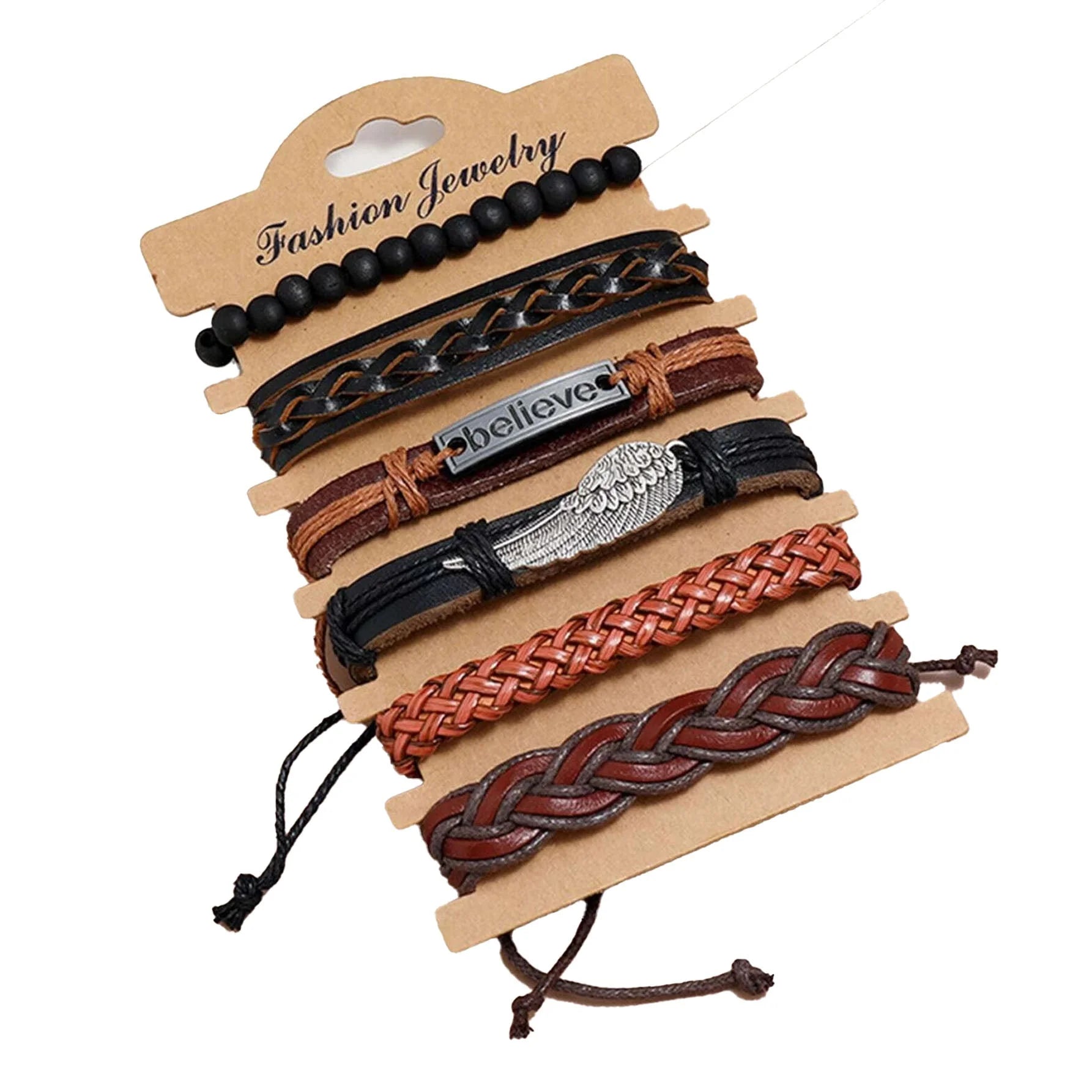 مجموعة من سوار مضفور للرجال اساور إسورة يد للرجال - 6 قطع | اسورة اكسسوارات الرجال | amazingEGP