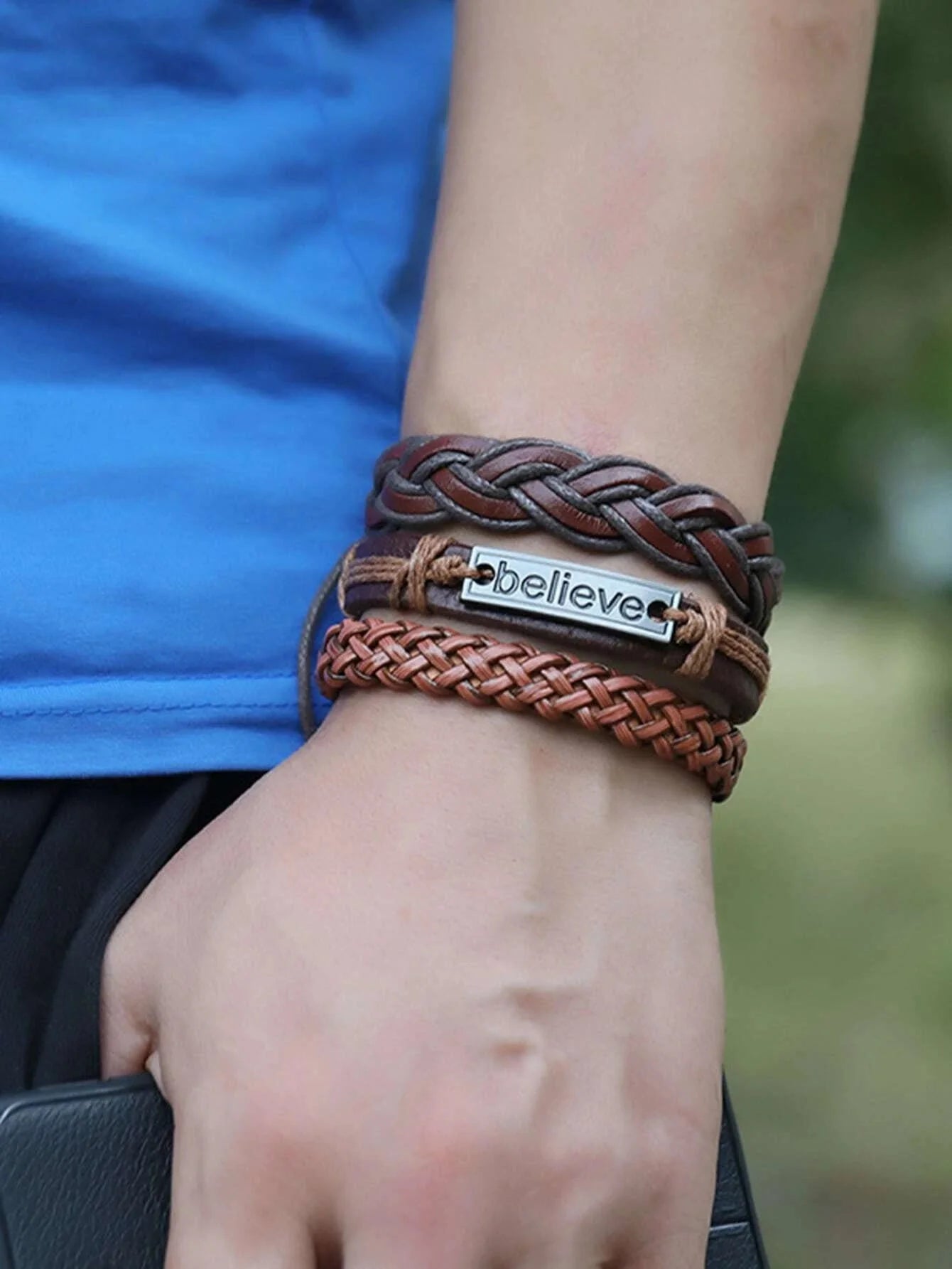 مجموعة من سوار مضفور للرجال اساور إسورة يد للرجال - 6 قطع | اسورة اكسسوارات الرجال | amazingEGP