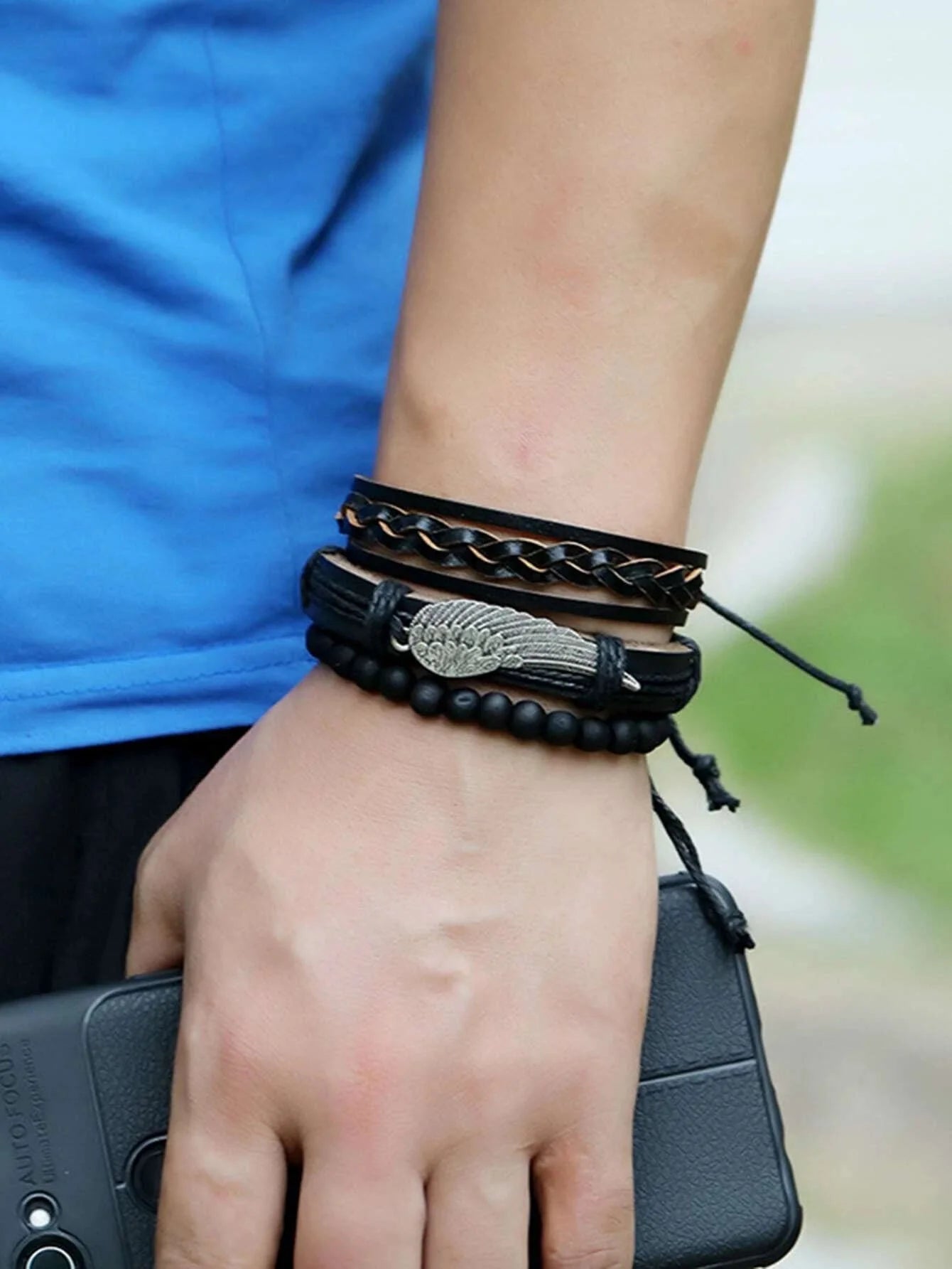 مجموعة من سوار مضفور للرجال اساور إسورة يد للرجال - 6 قطع | اسورة اكسسوارات الرجال | amazingEGP