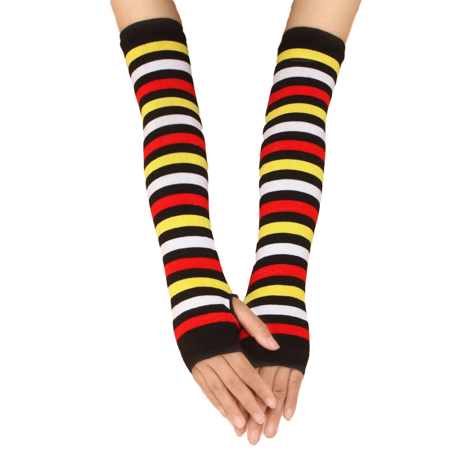 شرابات تدفئة طول الذراع مخططة ومصنوعة من نايلون