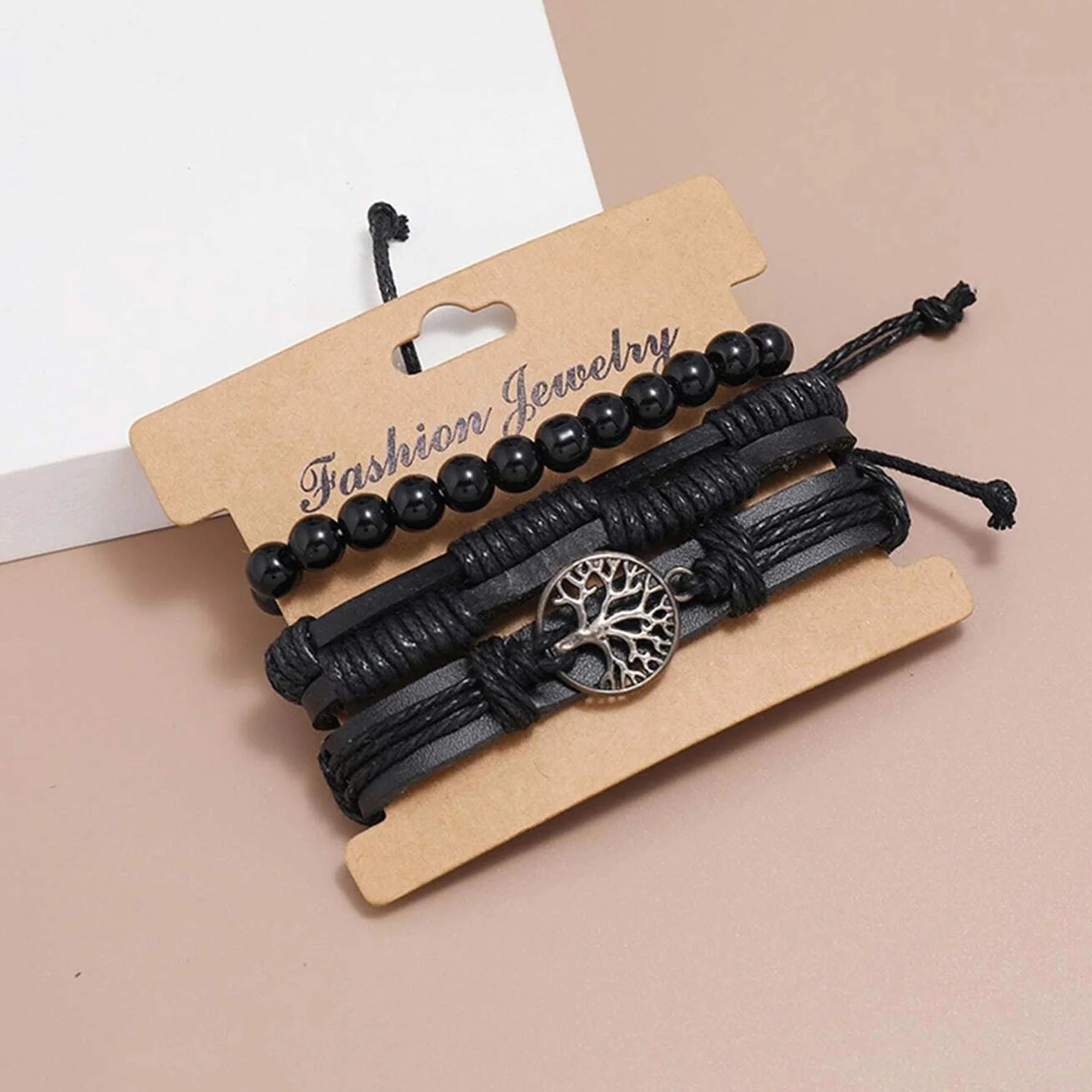 مجموعة من سوار بديكور شجر للرجال اساور يد للرجال  - 3 قطع | اسورة اكسسوارات الرجال | amazingEGP