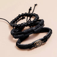 مجموعة من سوار بديكور شجر للرجال اساور يد للرجال  - 3 قطع | اسورة اكسسوارات الرجال | amazingEGP