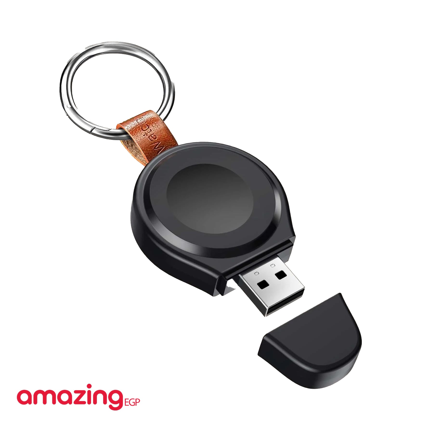 شاحن لساعة شاحن لاسلكي USB محمول ، شاحن لاسلكي للسفر مع وزن خفيف - متوافق مع معظم الساعات الذكية (Black_se62)