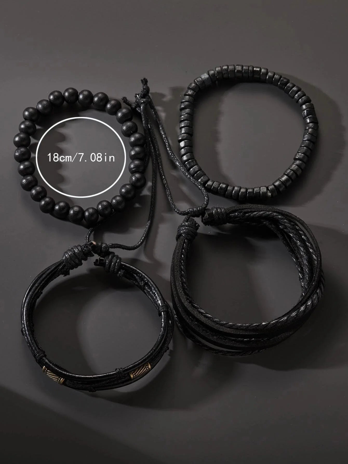 مجموعة من سوار مطرز اساور إسورة يد للرجال من الخشب - 4 قطع | اسورة اكسسوارات الرجال | amazingEGP