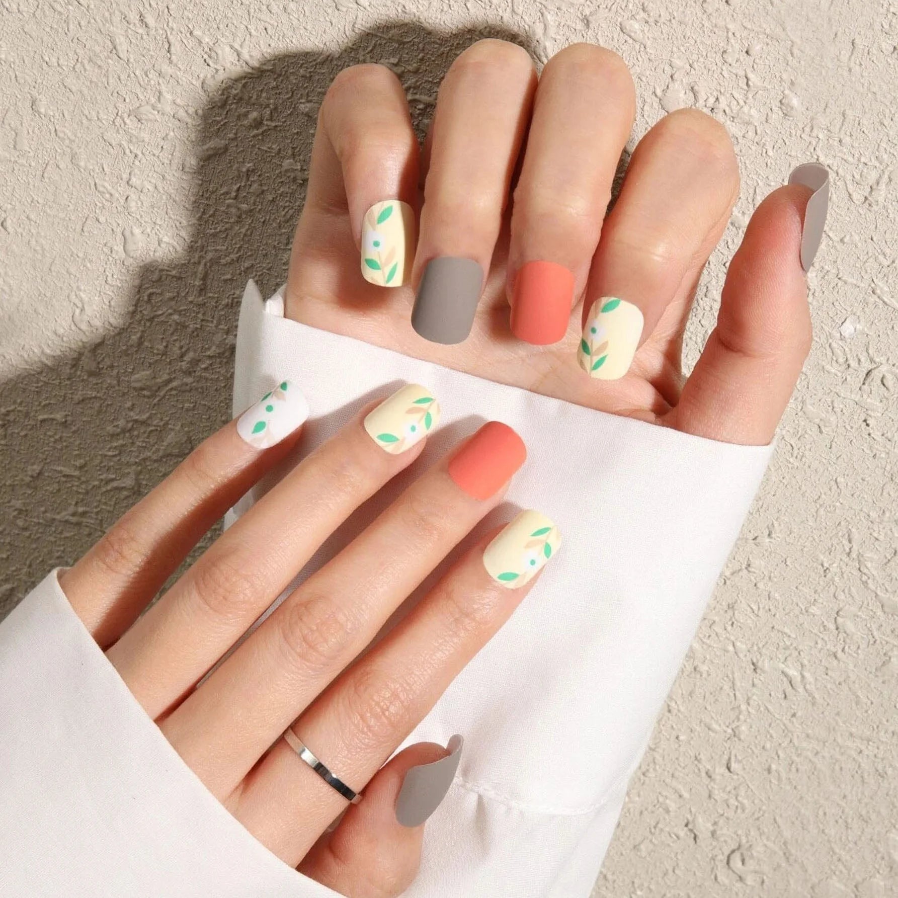 أظافر مزيفة مربعة طويلة 24قطعة مع ملف الاظافر مع الشريط | اظافر قصيرة اظافر مستعارة الاظافر | amazingEGP