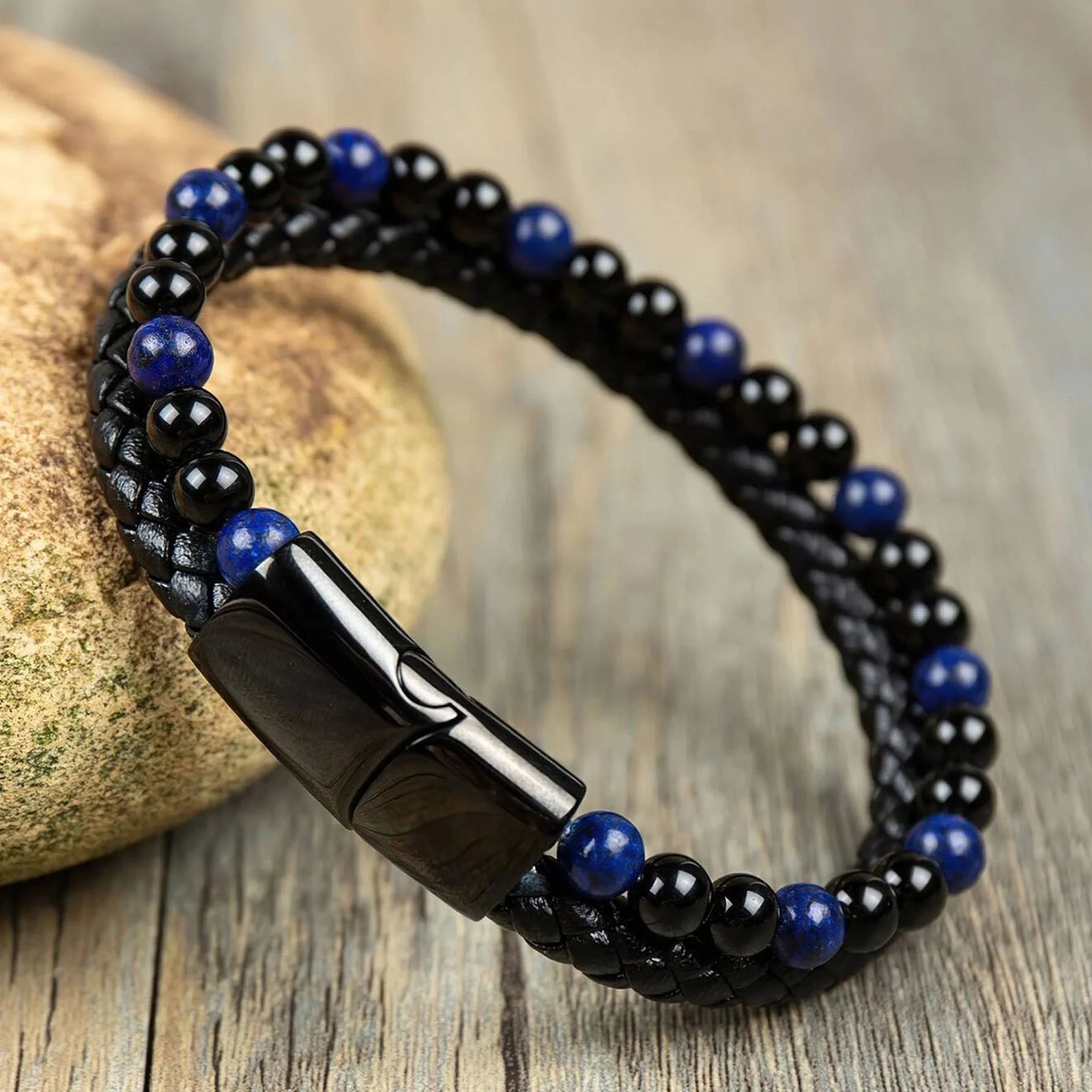 سوار طبقات مزخرف بحجر للرجال اساور يد للرجال | اسورة اكسسوارات الرجال | amazingEGP