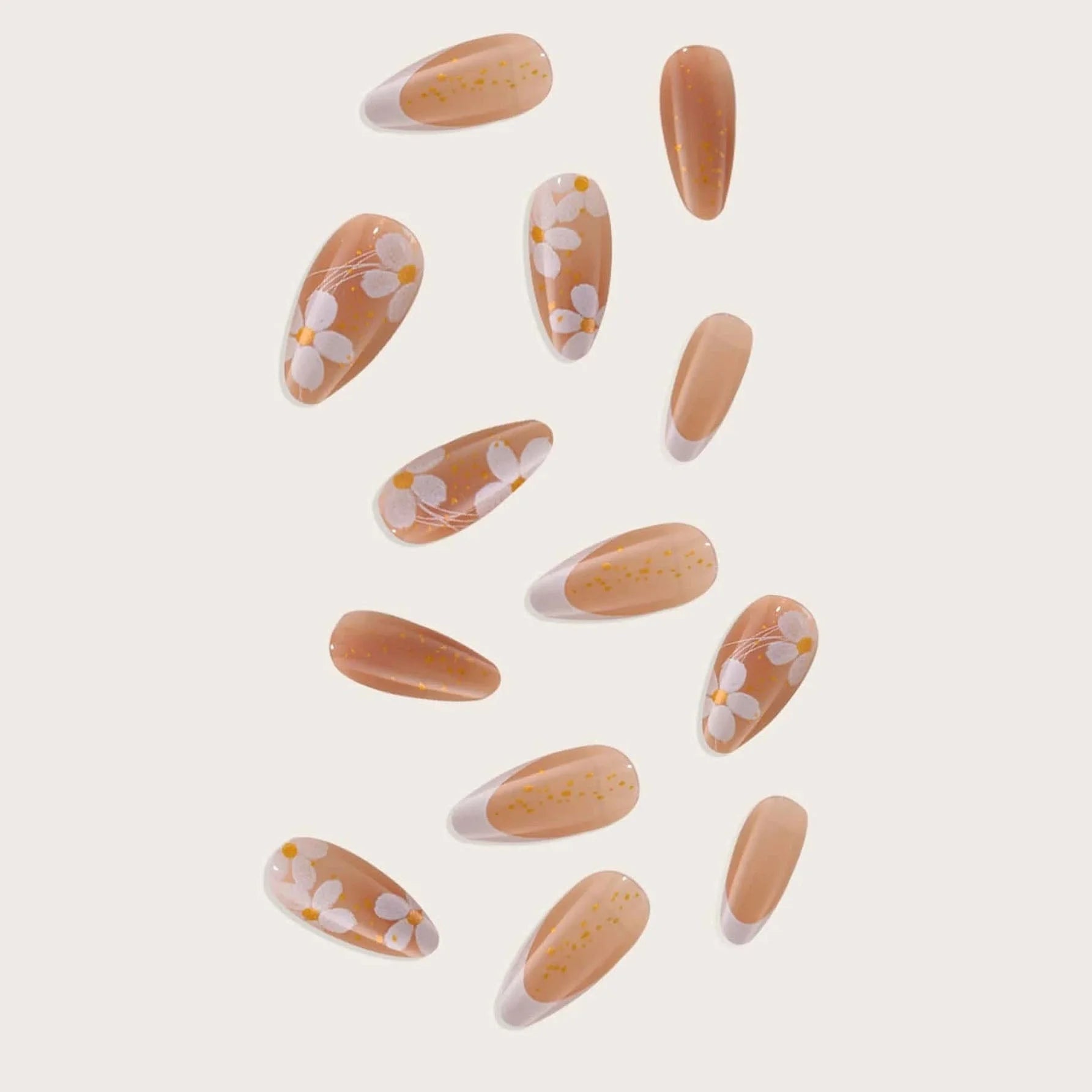 أظافر اصطناعية طويل لوز نمط زهر 24 قطعة و ملف الأظافر قطعة واحدة و شريط اظافر قطعة واحدة | اظافر قصيرة اظافر مستعارة الاظافر | amazingEGP