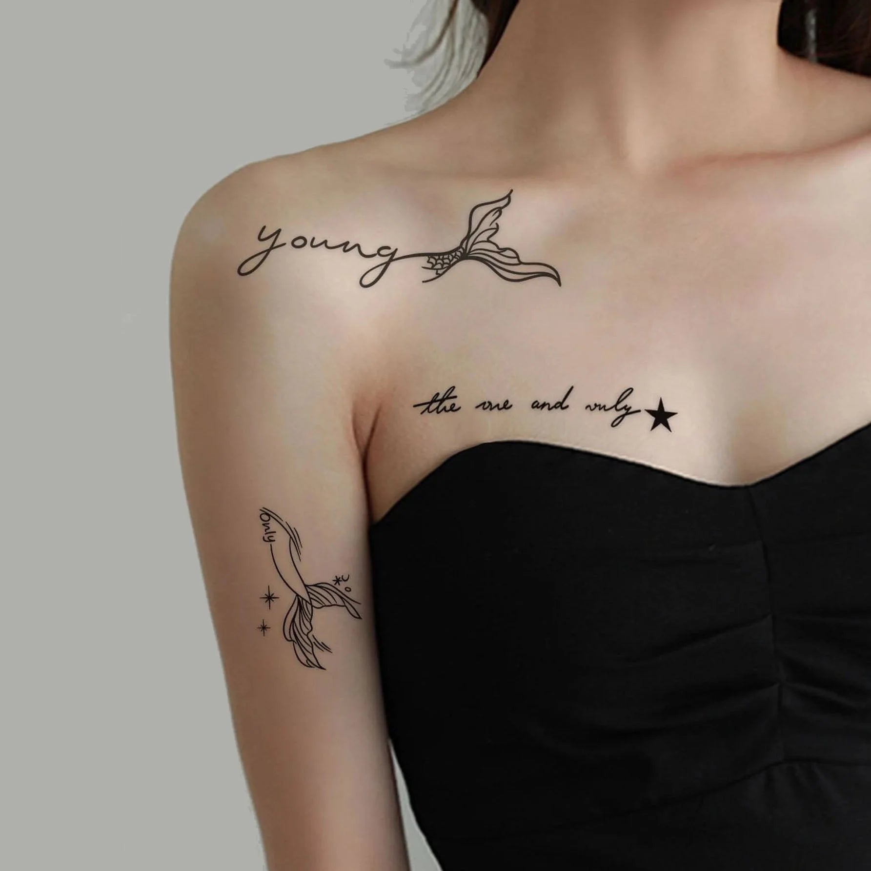 ستيكر لاصق تاتو مؤقت مقاوم للماء ملصق وشم بطباعة أحرف ورقة واحدة تاتو مؤقت لامع للظهر والصدر للنساء والبنات 54494 | تاتوه تاتوه_للجسم وشم | amazingEGP