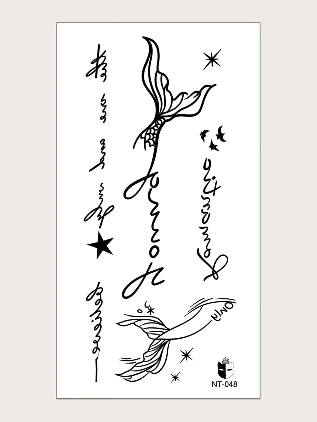 ستيكر لاصق تاتو مؤقت مقاوم للماء ملصق وشم بطباعة أحرف ورقة واحدة تاتو مؤقت لامع للظهر والصدر للنساء والبنات 54494 | تاتوه تاتوه_للجسم وشم | amazingEGP